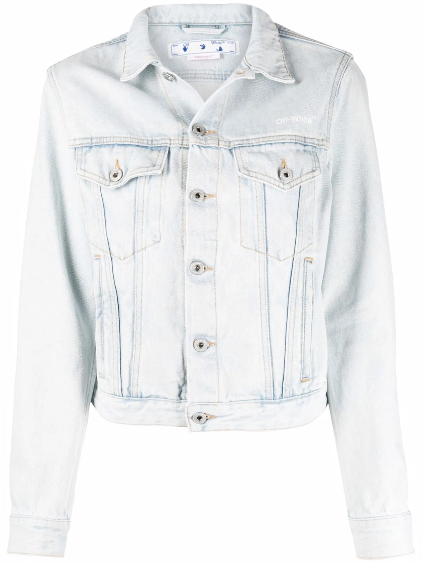 Diag-print denim jacket