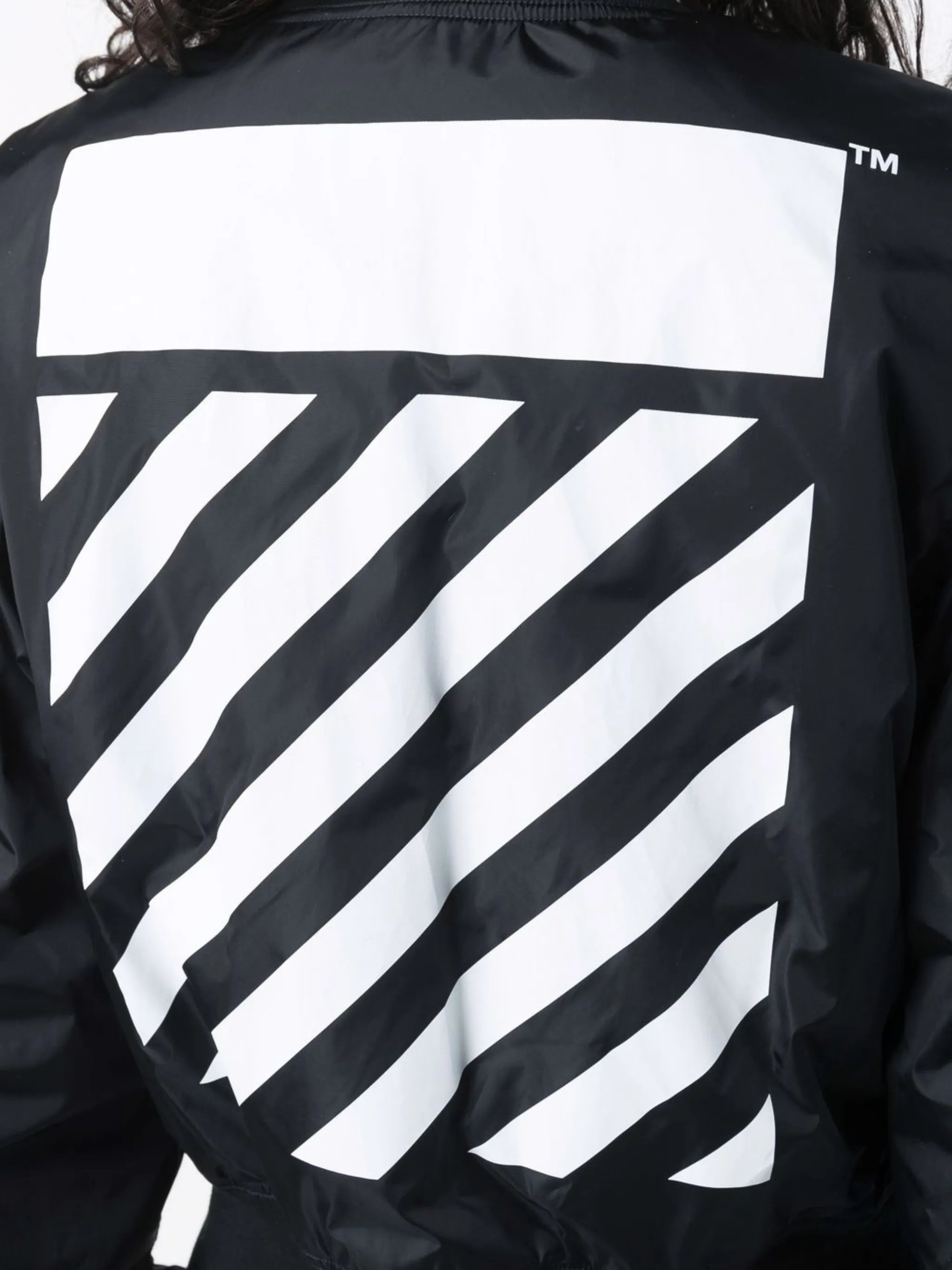 Diag-print bomber jacket