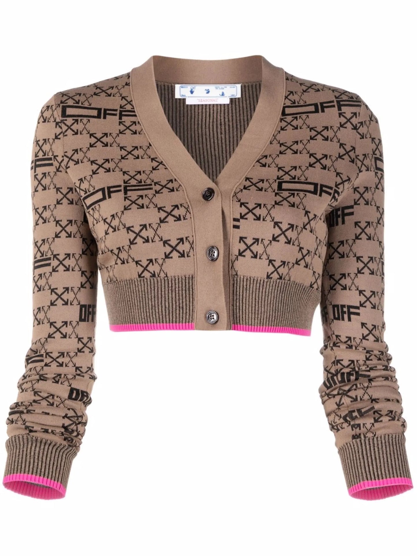 monogram-pattern cropped cardigan
