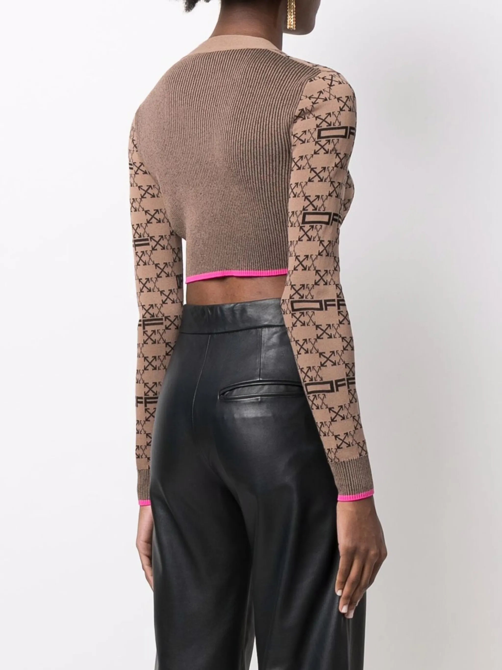 monogram-pattern cropped cardigan