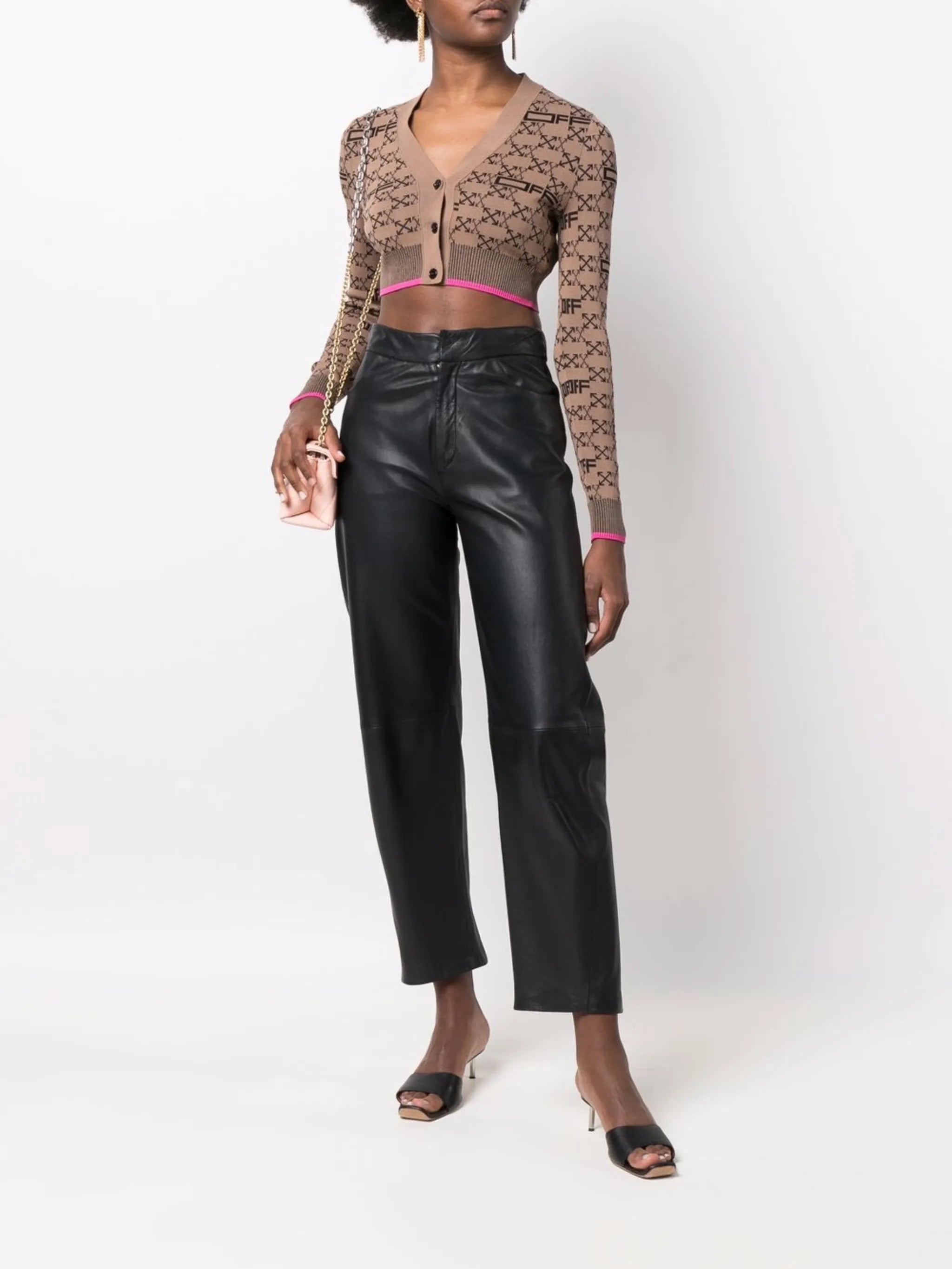 monogram-pattern cropped cardigan