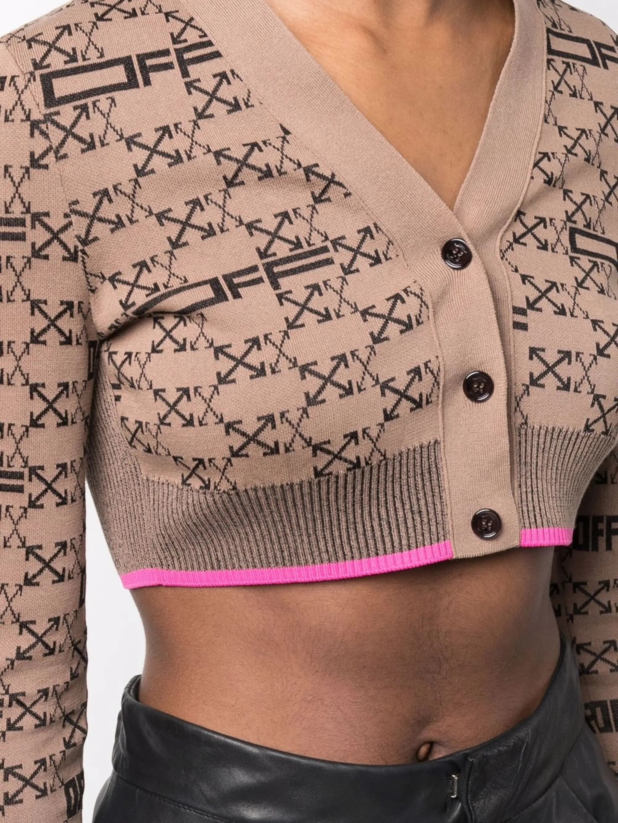 monogram-pattern cropped cardigan