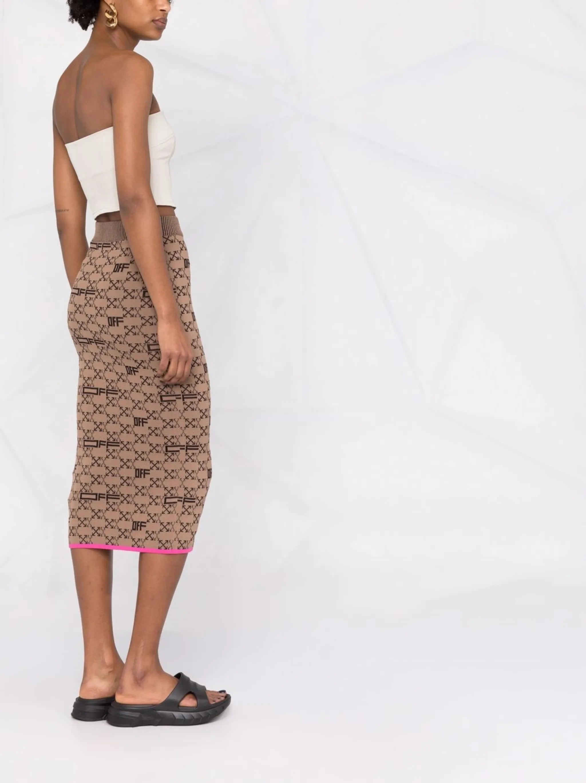 intarsia-knit Arrows-logo pencil skirt