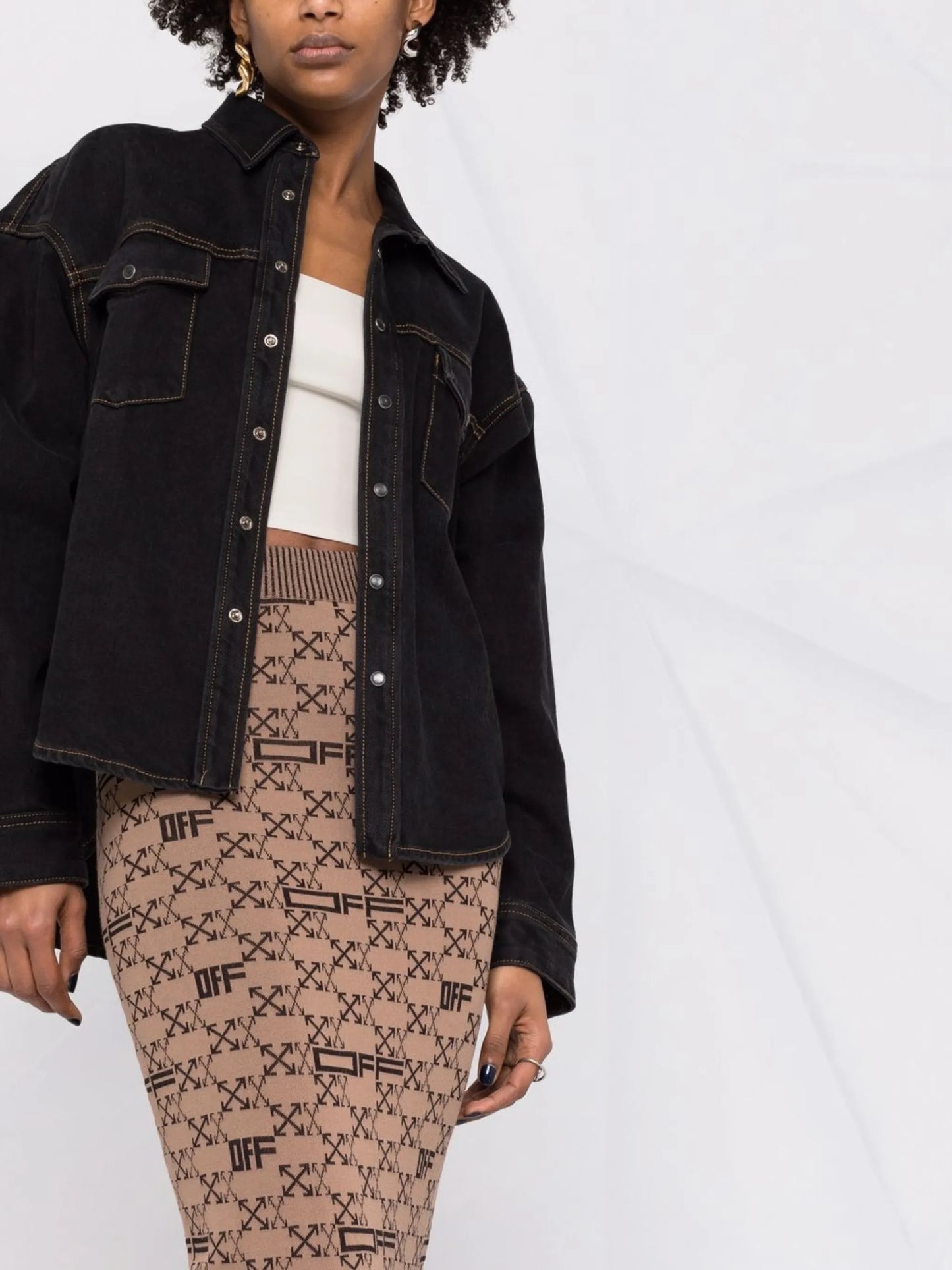 intarsia-knit Arrows-logo pencil skirt