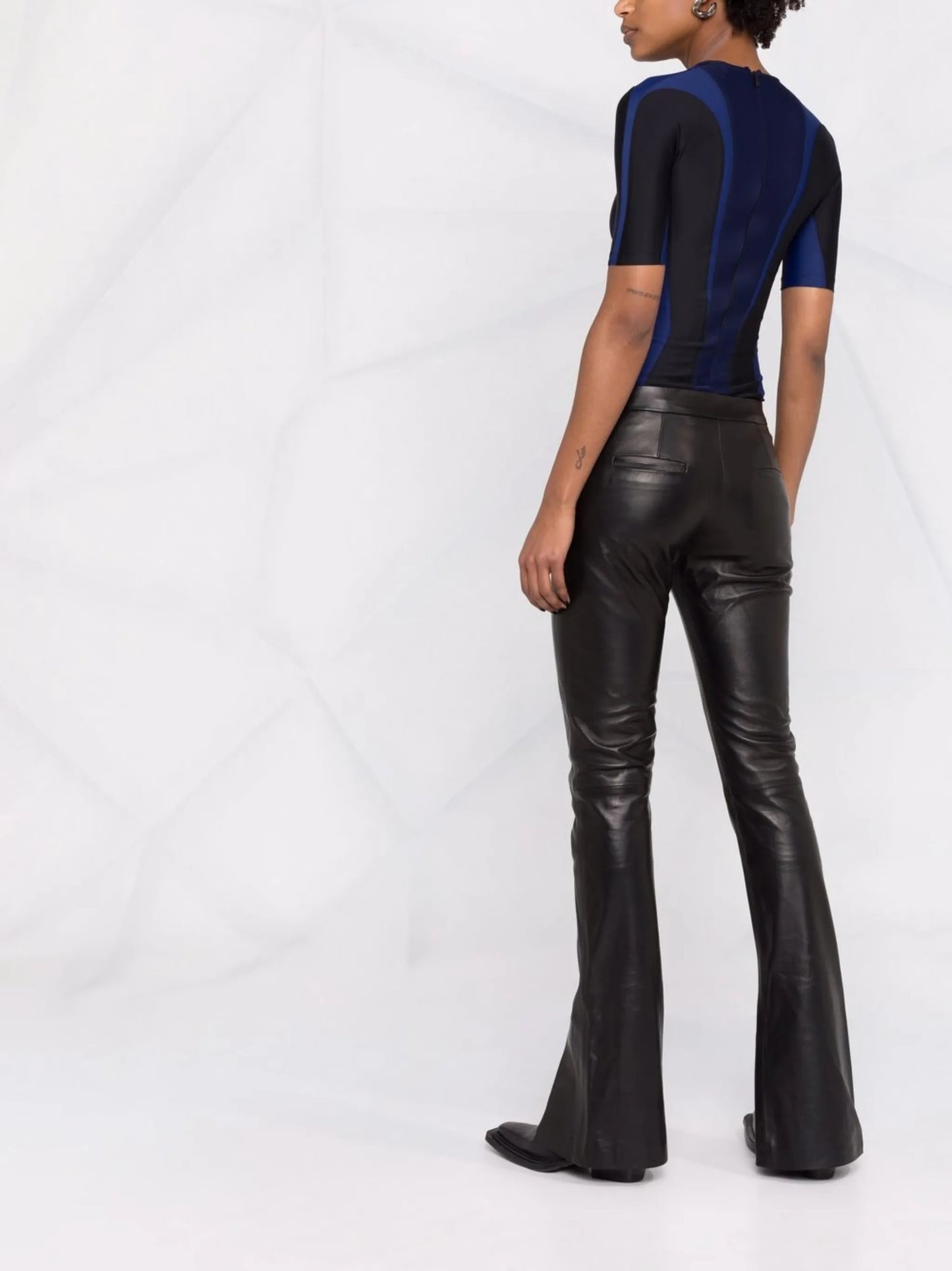 Corporate logo-print leather trousers