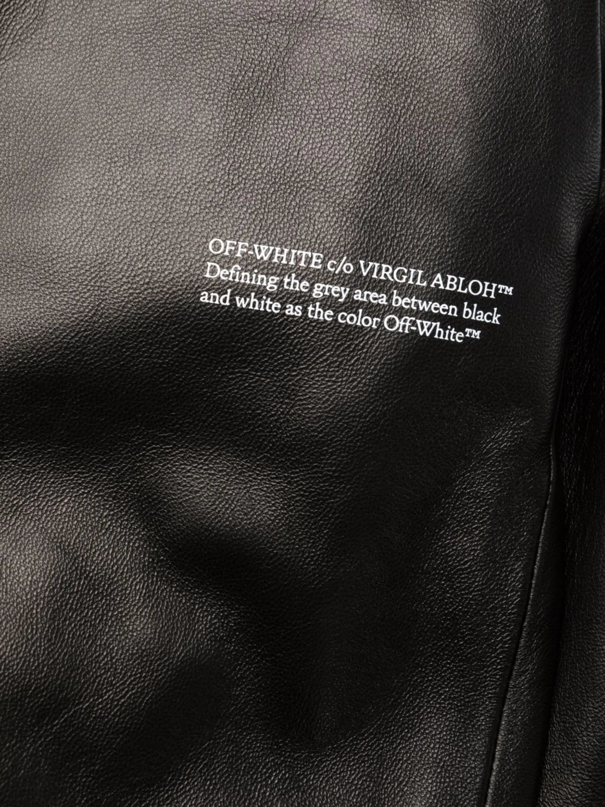 Corporate logo-print leather trousers