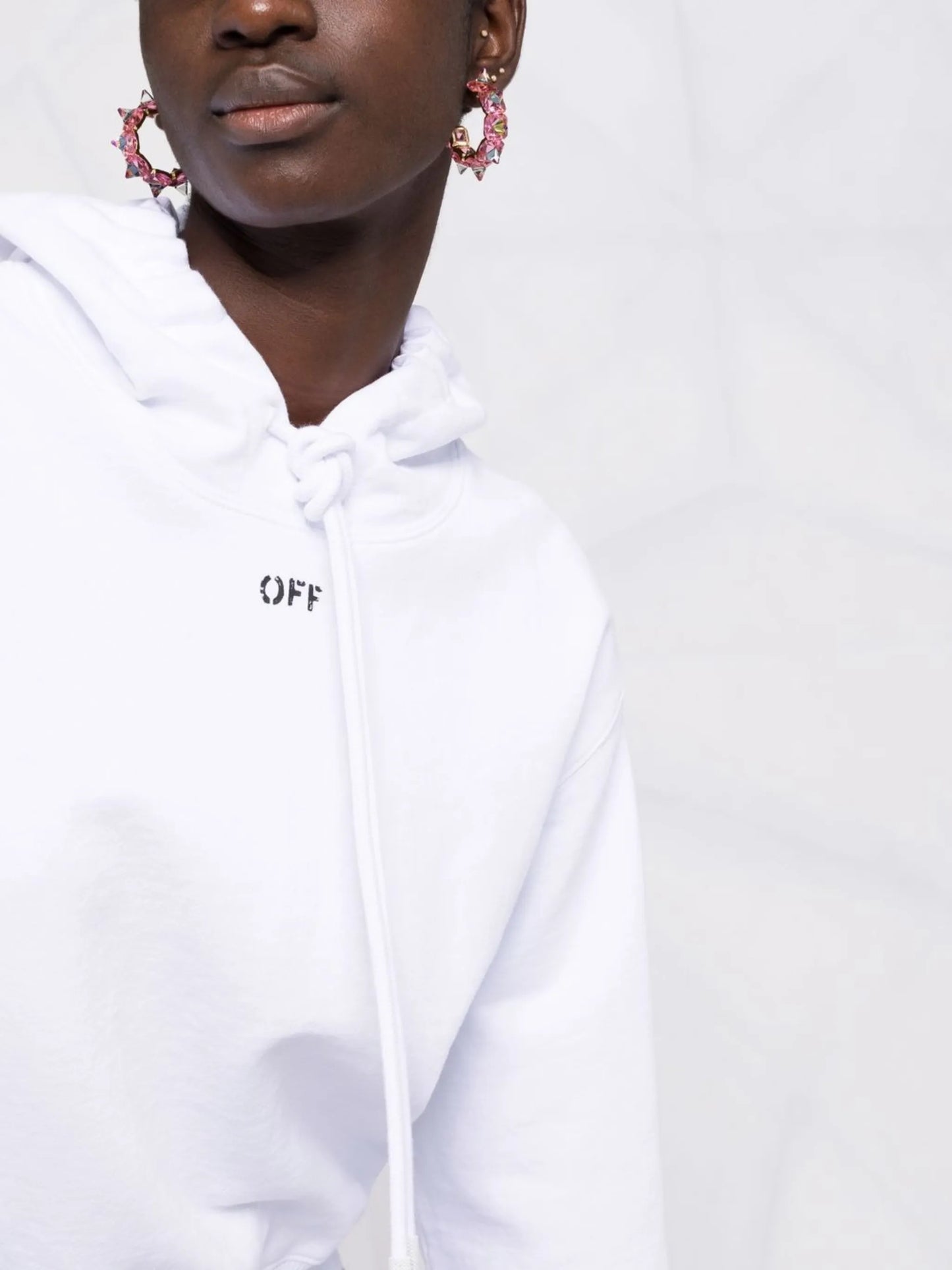 Off-stamp cropped hoodie