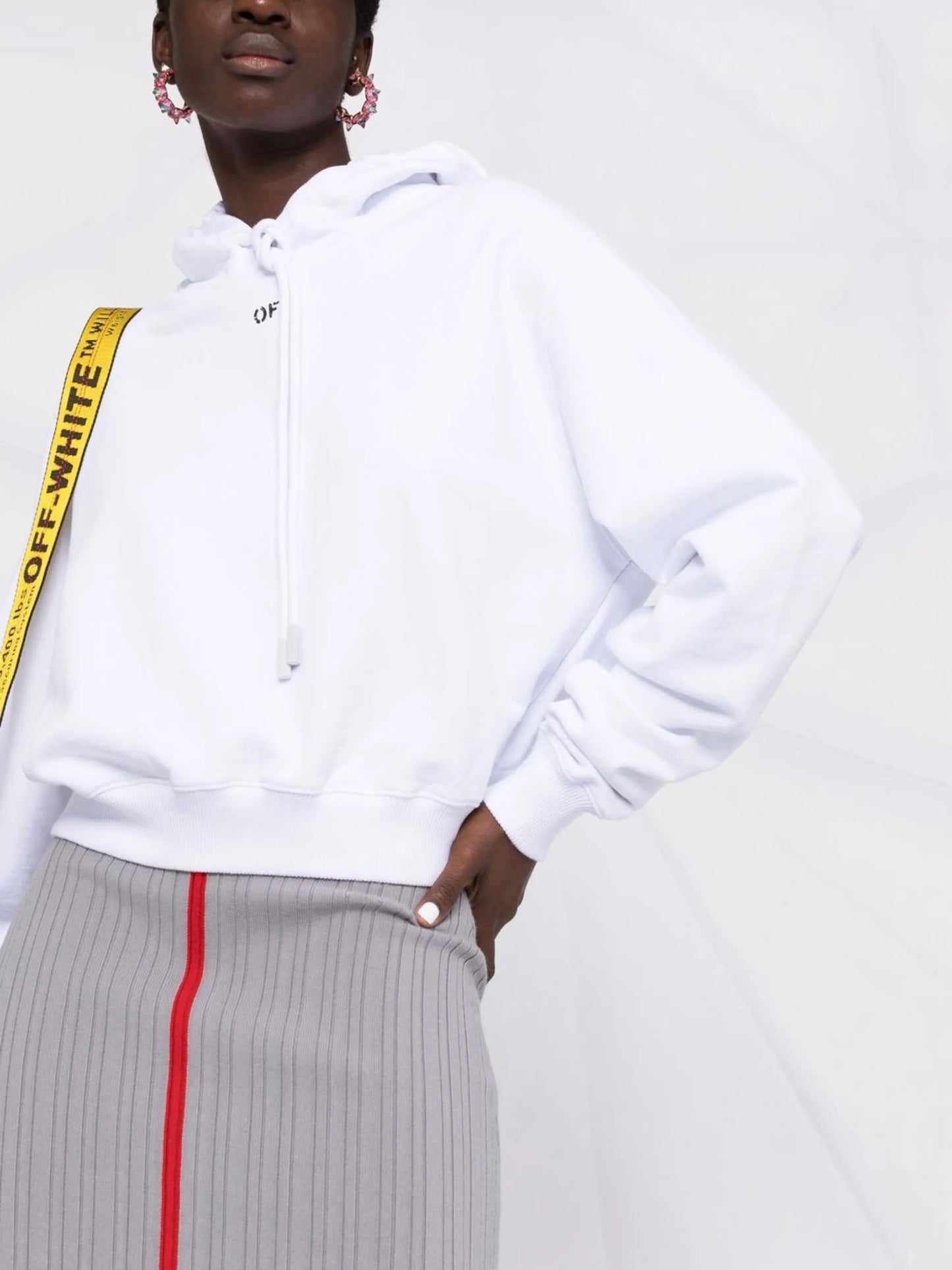 Off-stamp cropped hoodie