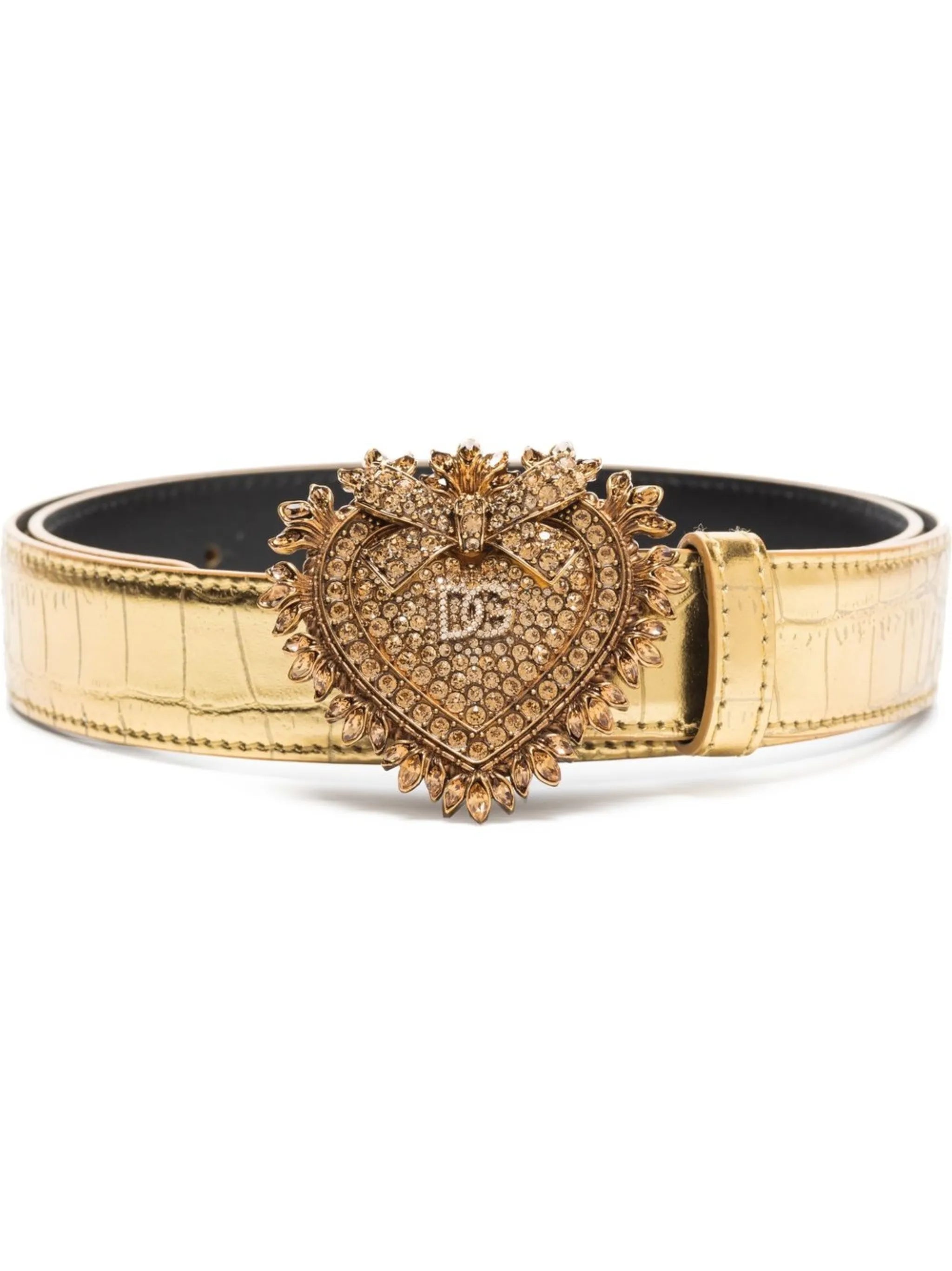 Devotion crocodile-effect buckle belt