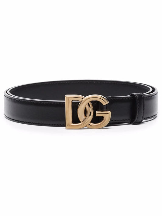 logo-buckle leather belt