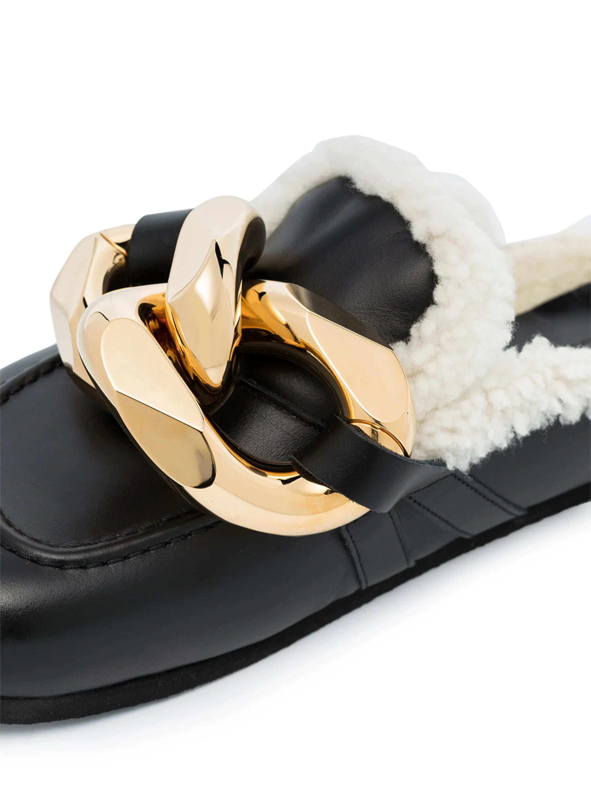 Chain shearling loafer mules