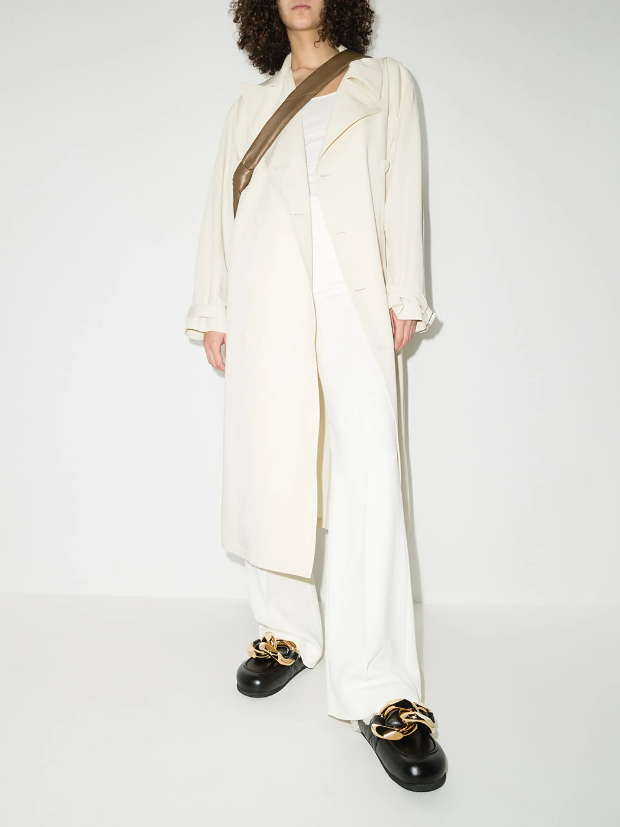 Chain shearling loafer mules