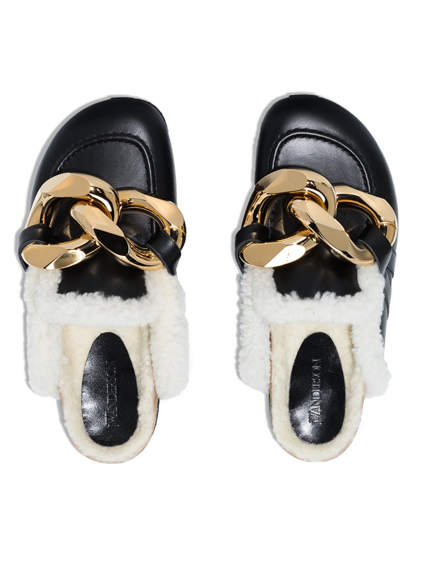 Chain shearling loafer mules
