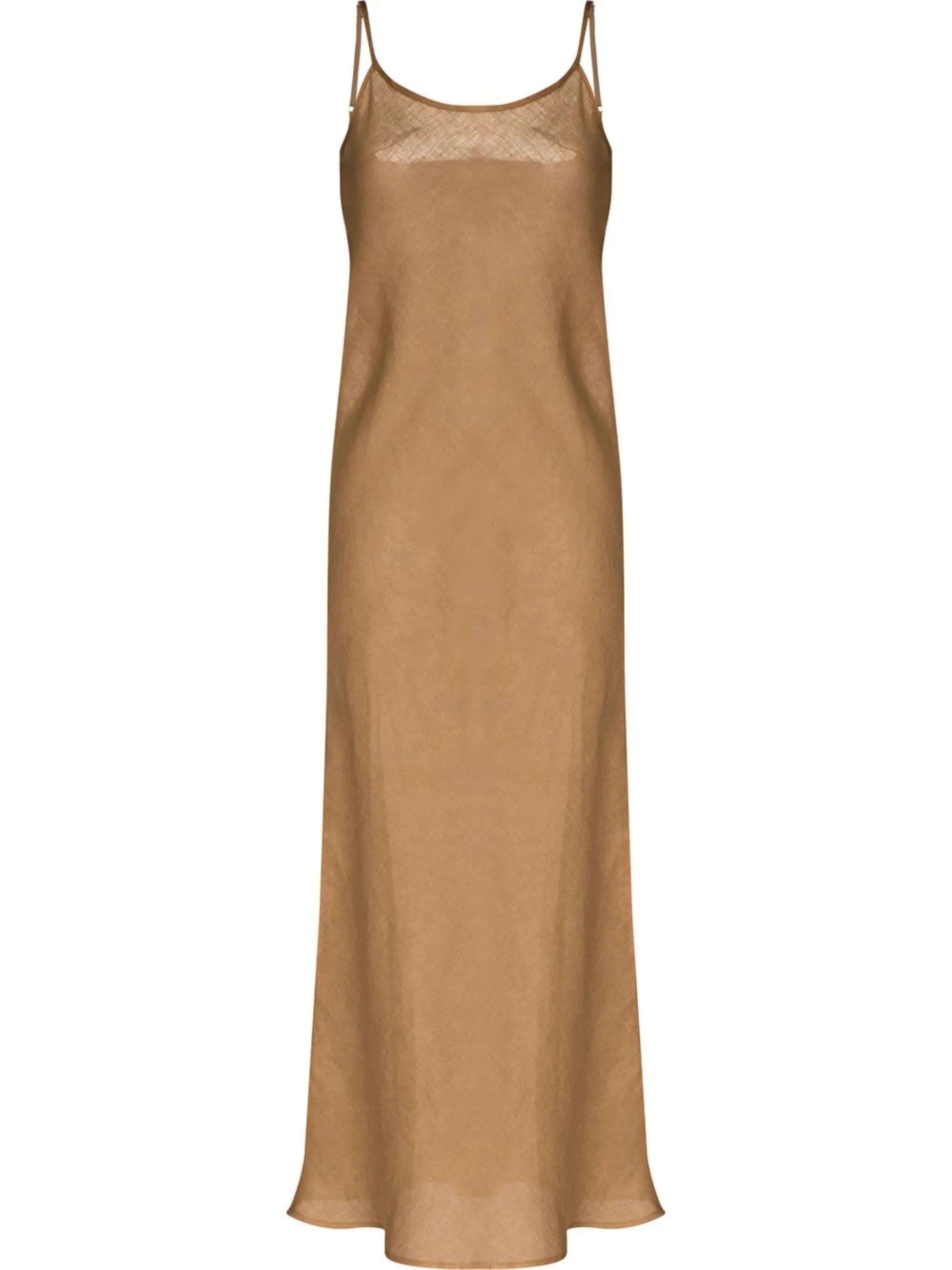 U-neck sleeveless linen midi dress