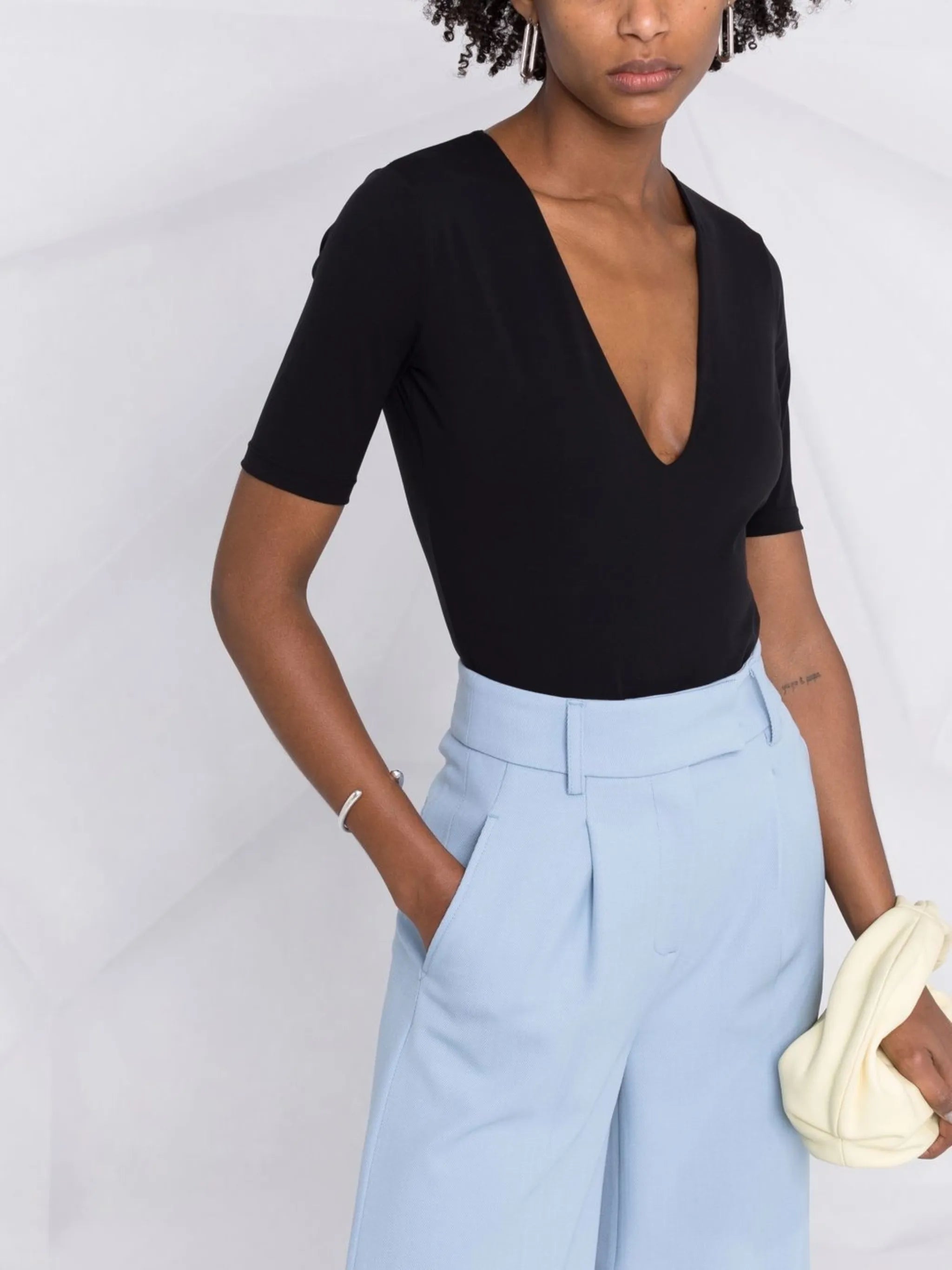 V-neck short-sleeve bodysuit