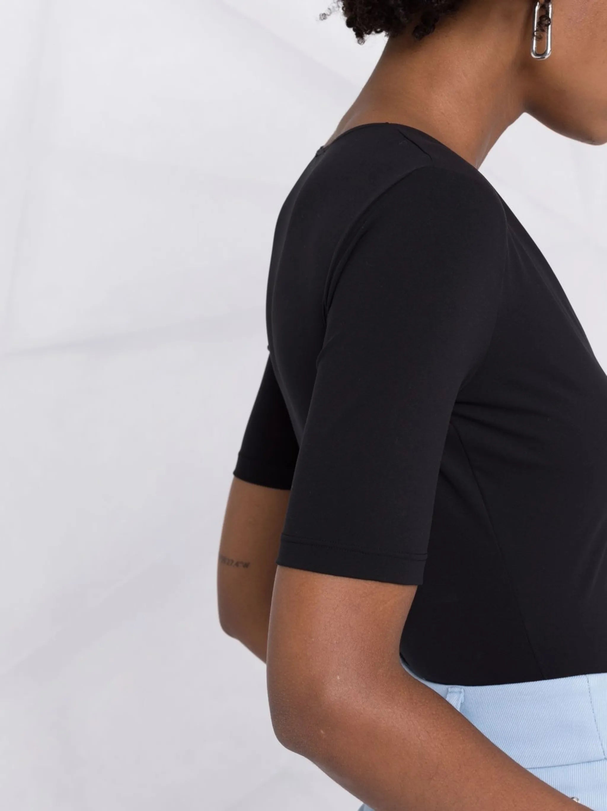 V-neck short-sleeve bodysuit