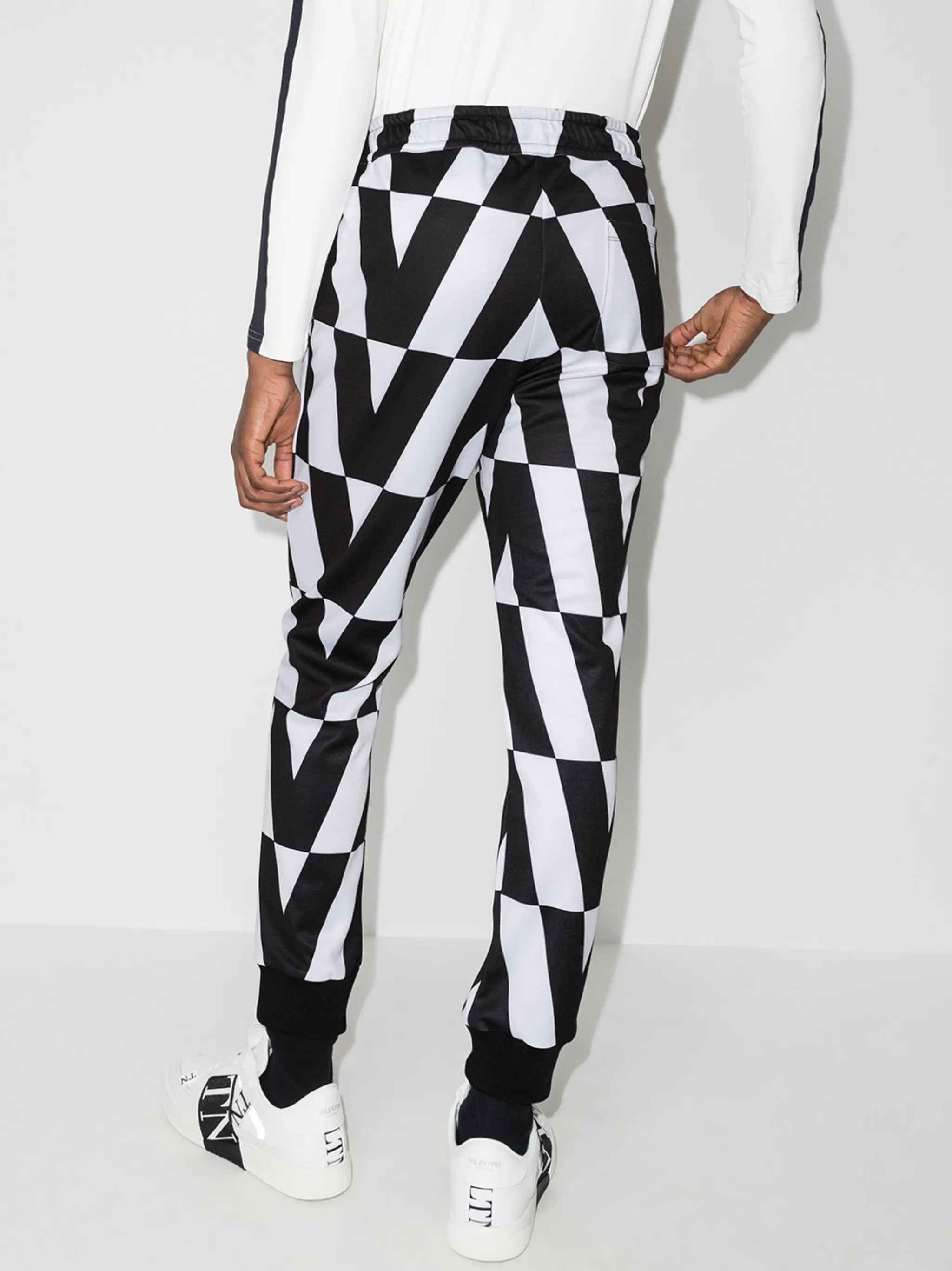 Optical tapered track pants