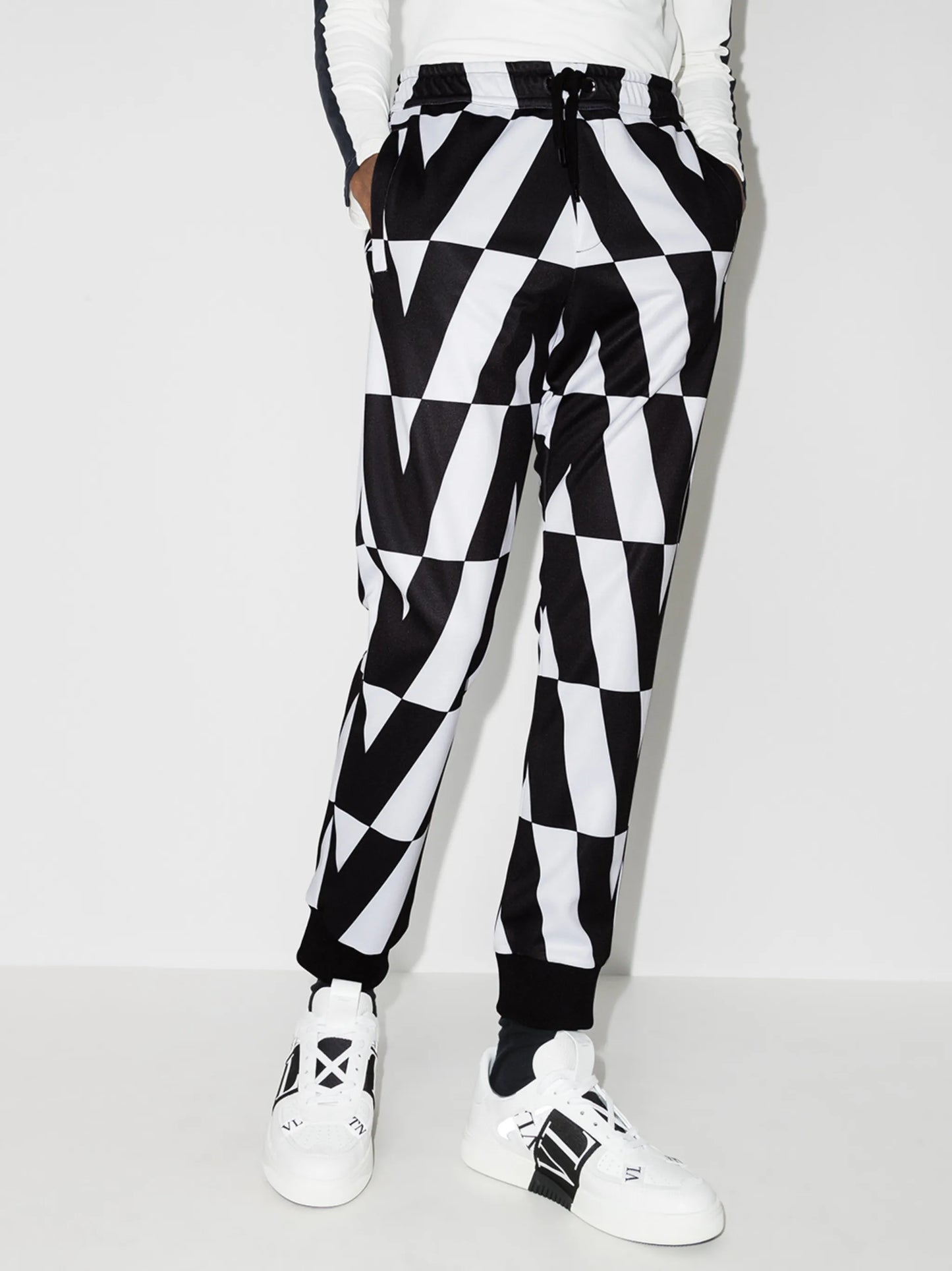 Optical tapered track pants