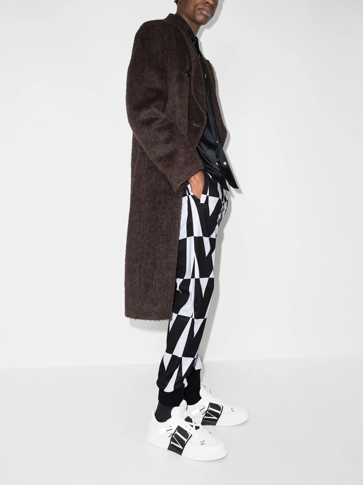 Optical tapered track pants