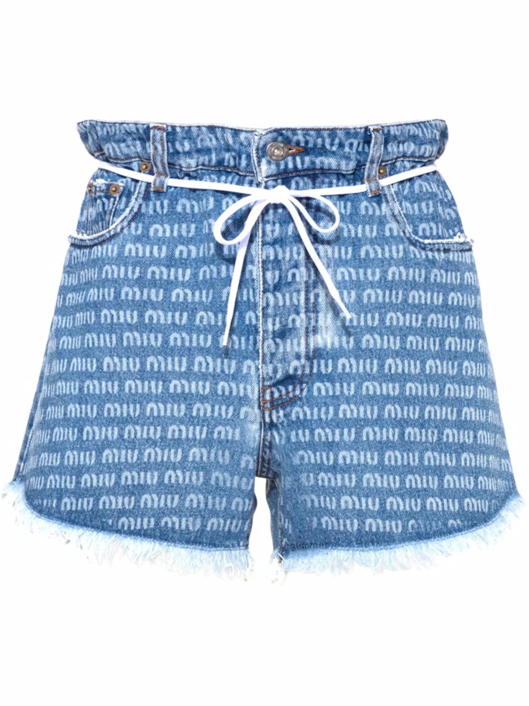 denim logo-print shorts