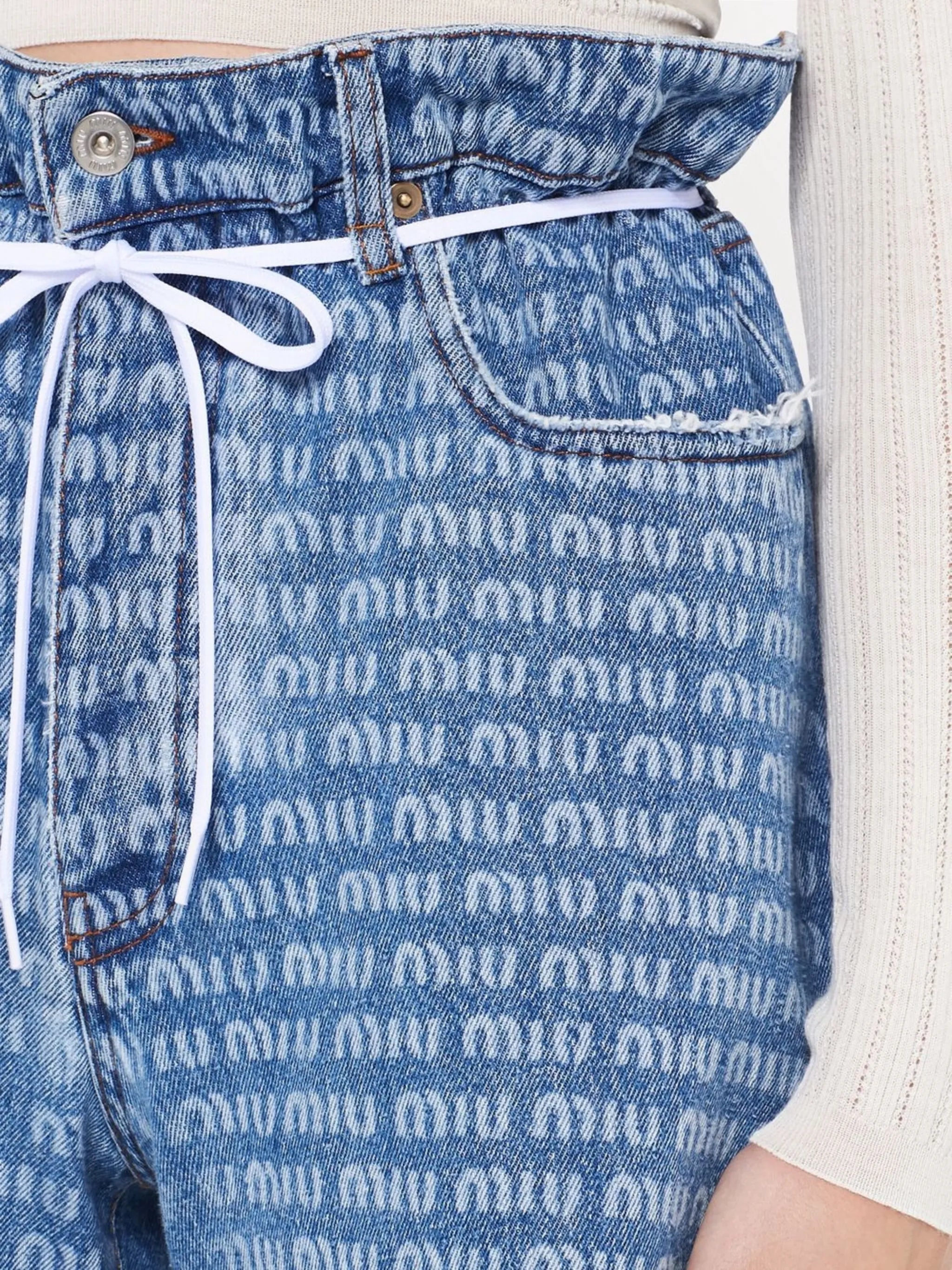 denim logo-print shorts