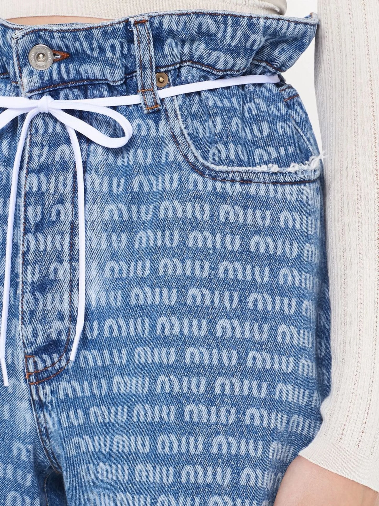 denim logo-print shorts