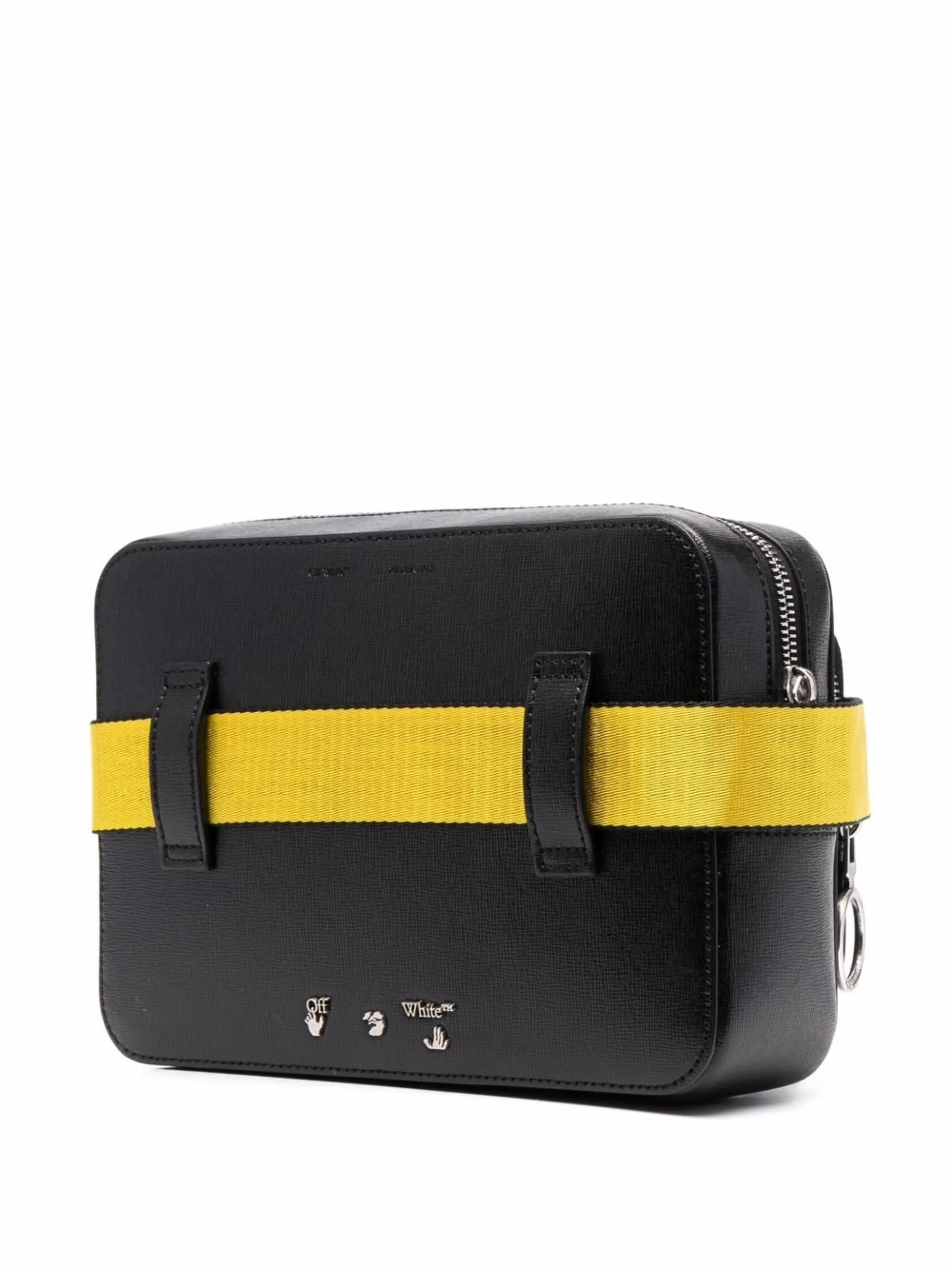 Black Binder Diagonal Stripe Belt Bag
