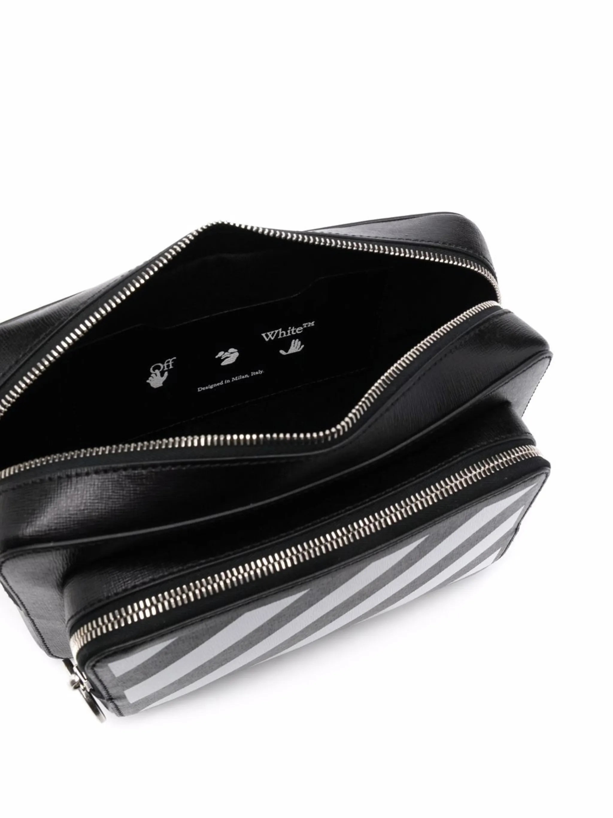 Black Binder Diagonal Stripe Belt Bag
