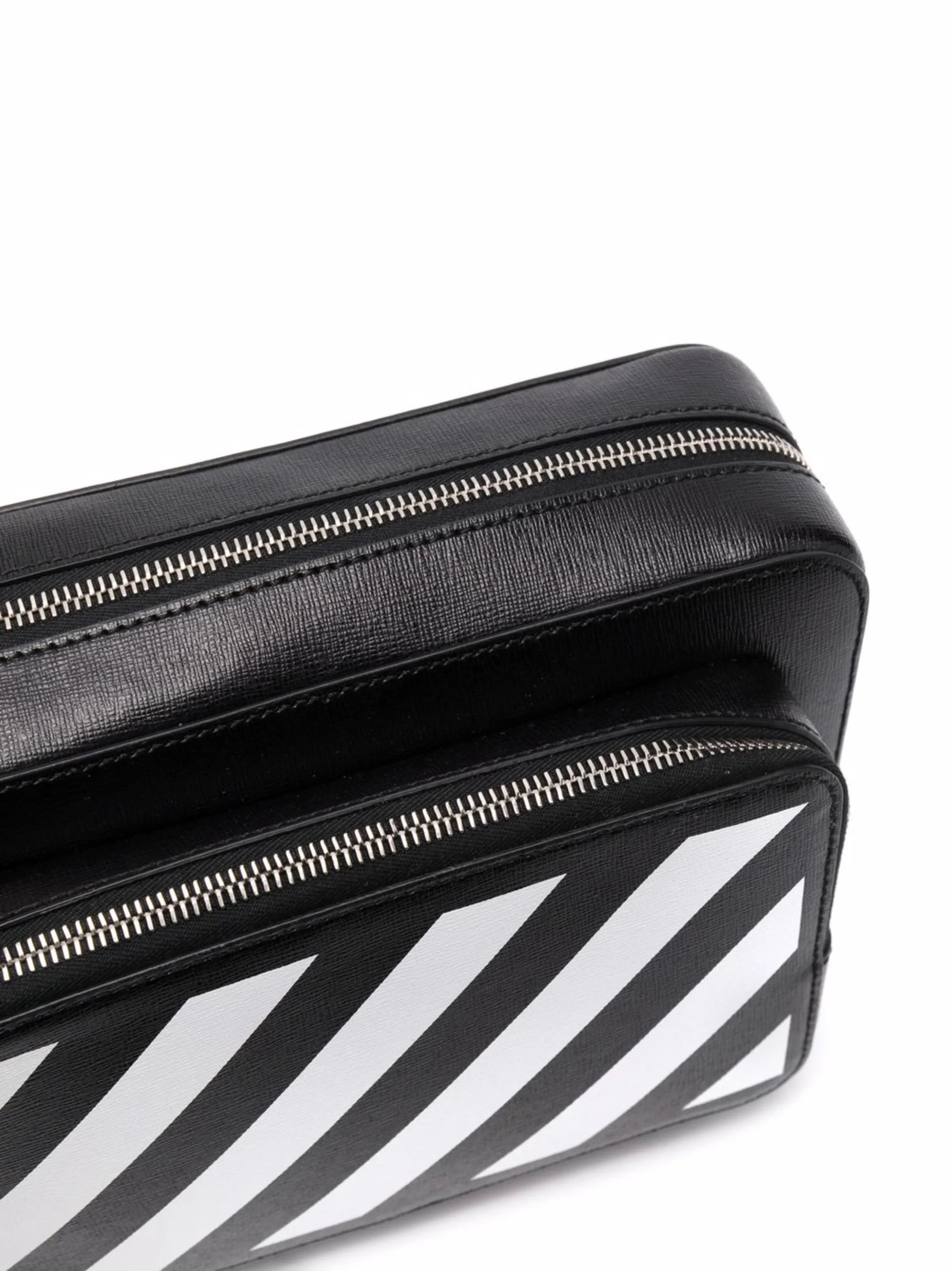 Black Binder Diagonal Stripe Belt Bag