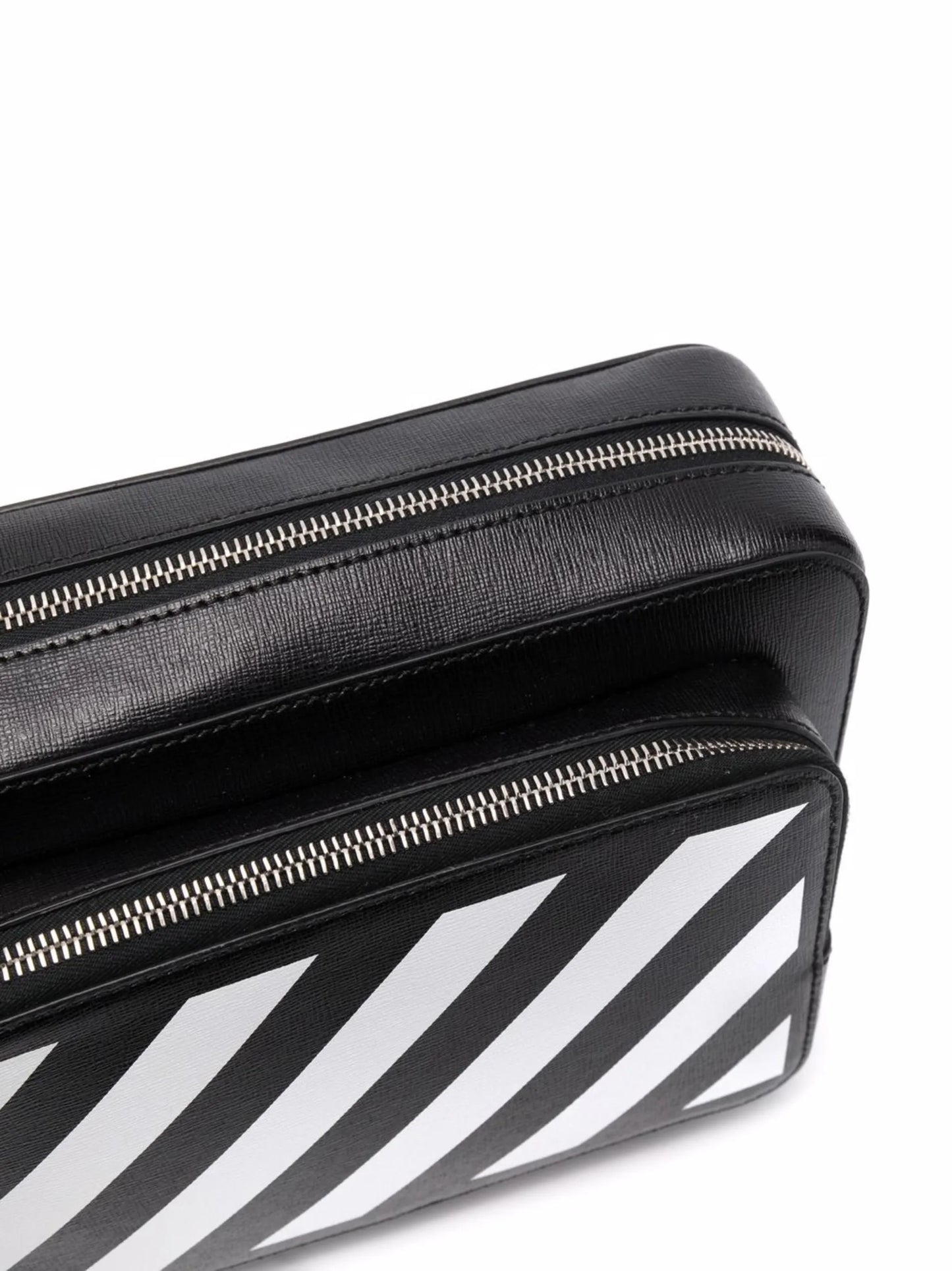 Black Binder Diagonal Stripe Belt Bag
