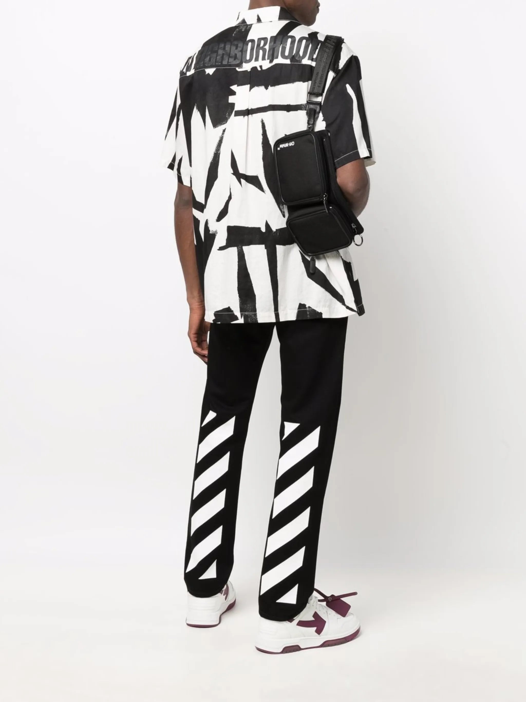 Diag-stripe print slim fit jeans