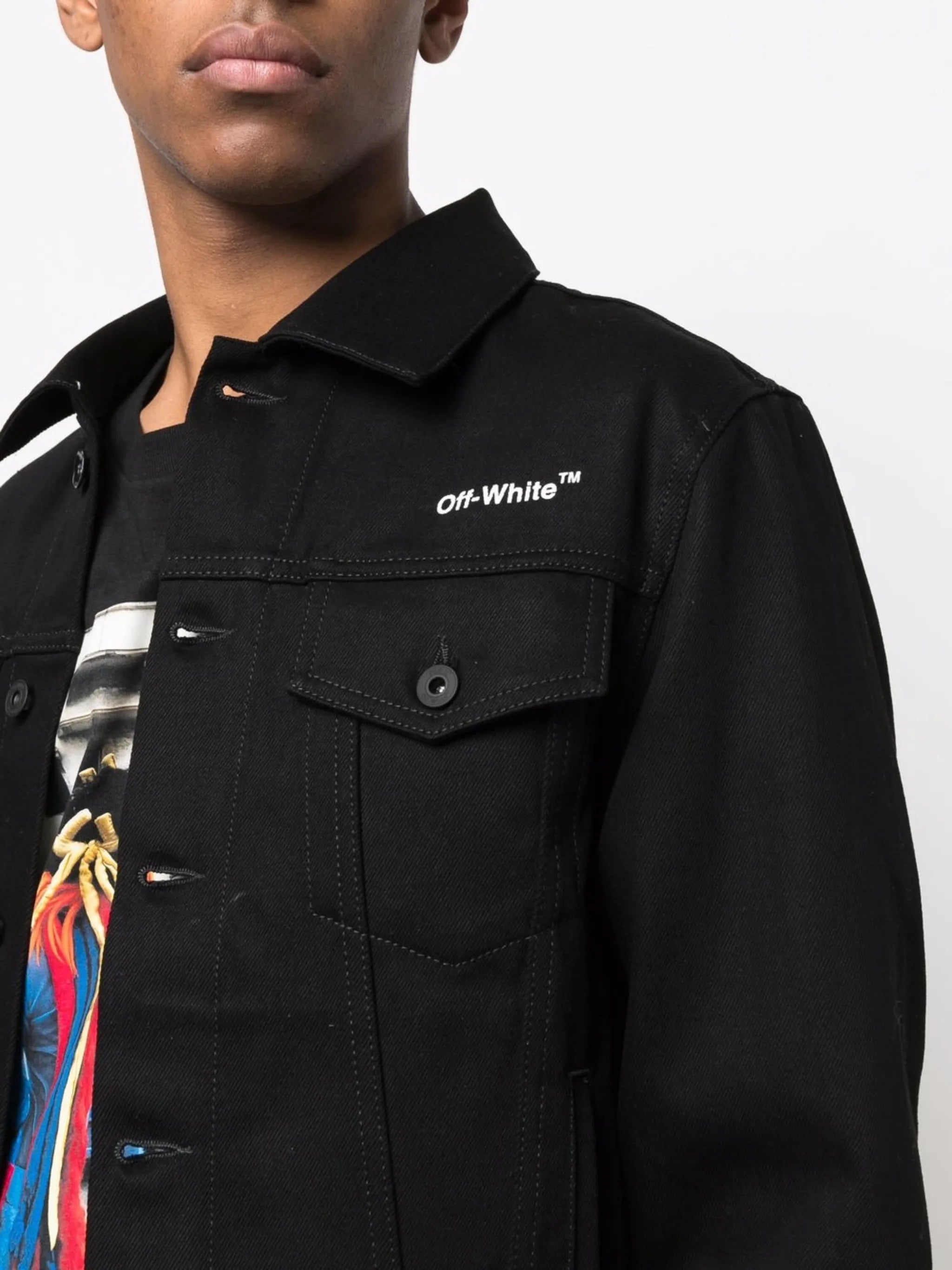 chest logo-print denim jacket