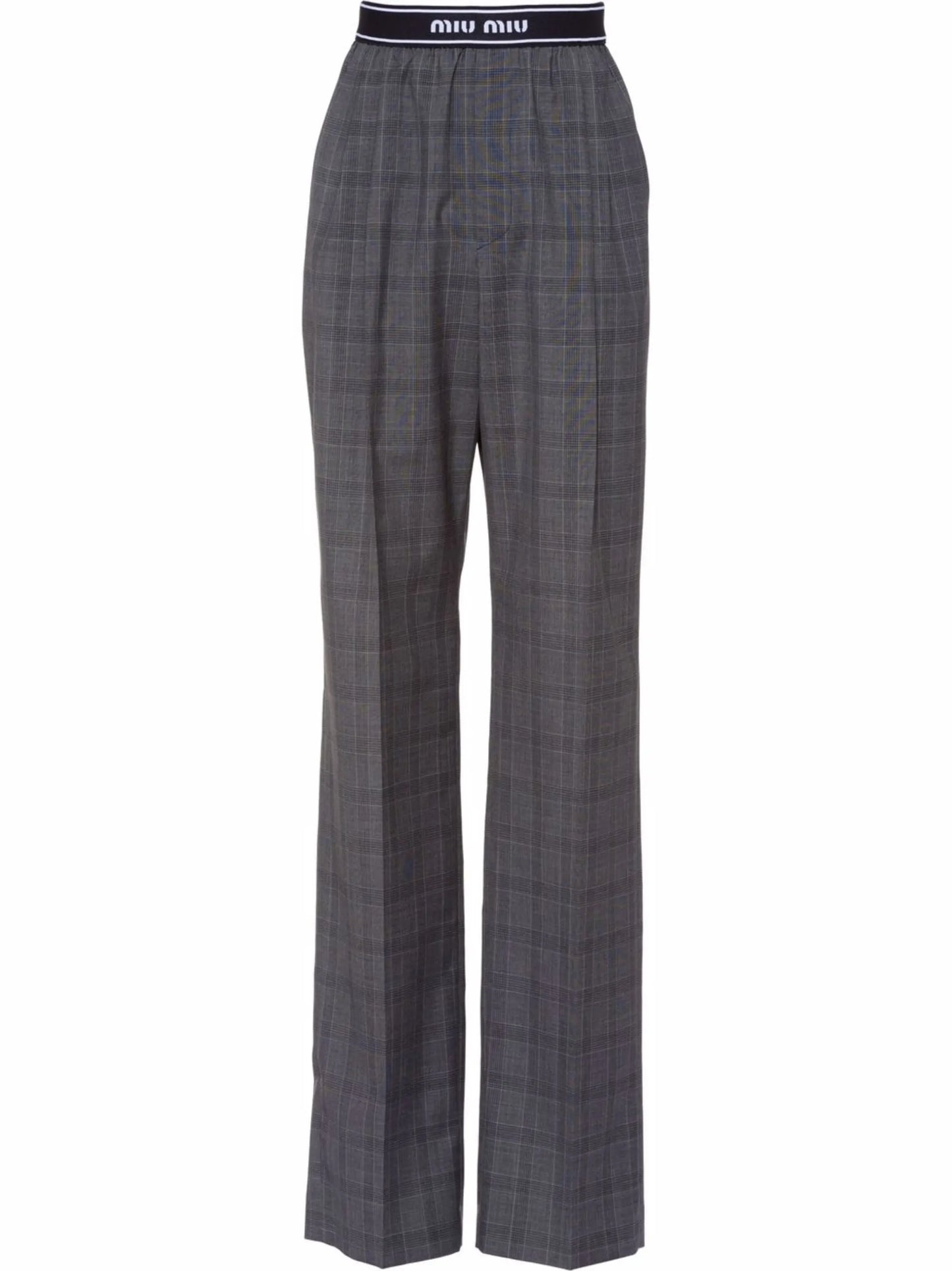 Glen plaid-print straight leg trousers