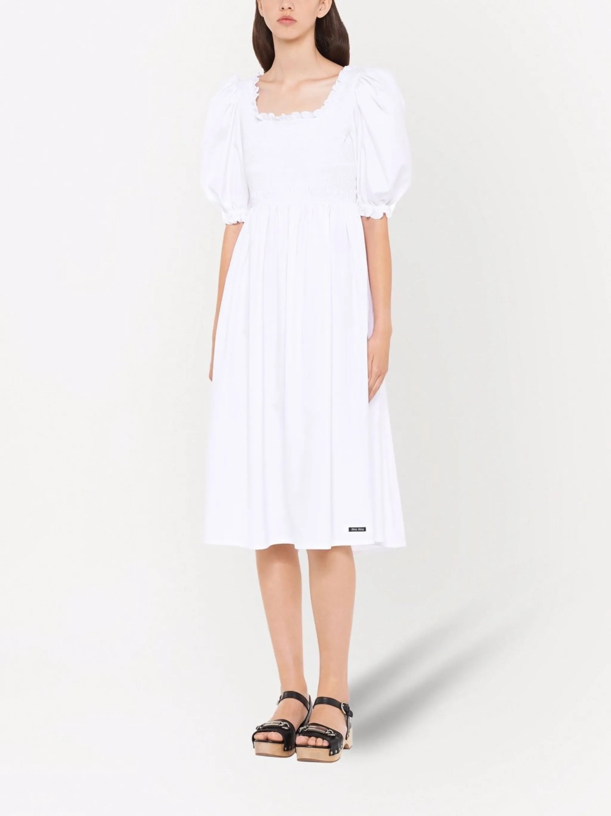 embroidered poplin dress