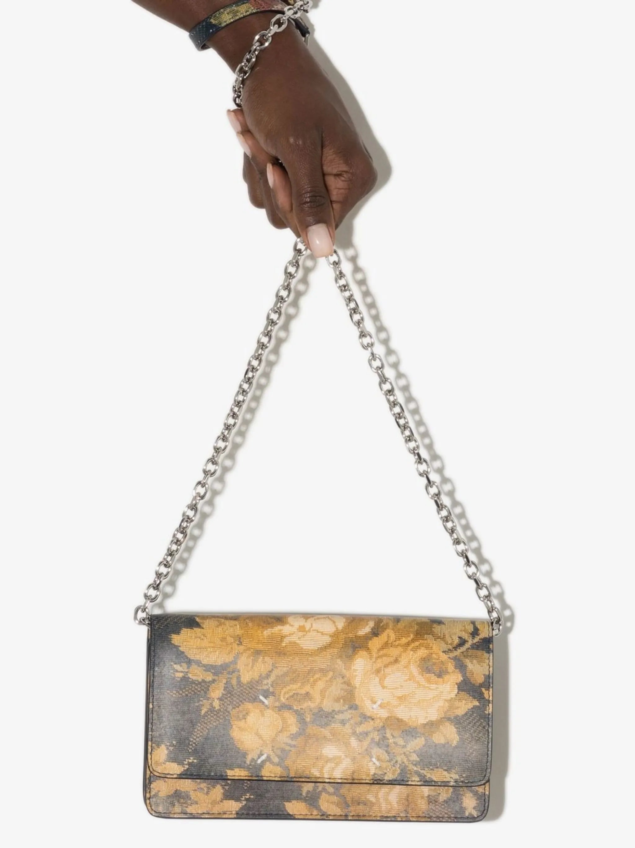 flora-print clutch bag