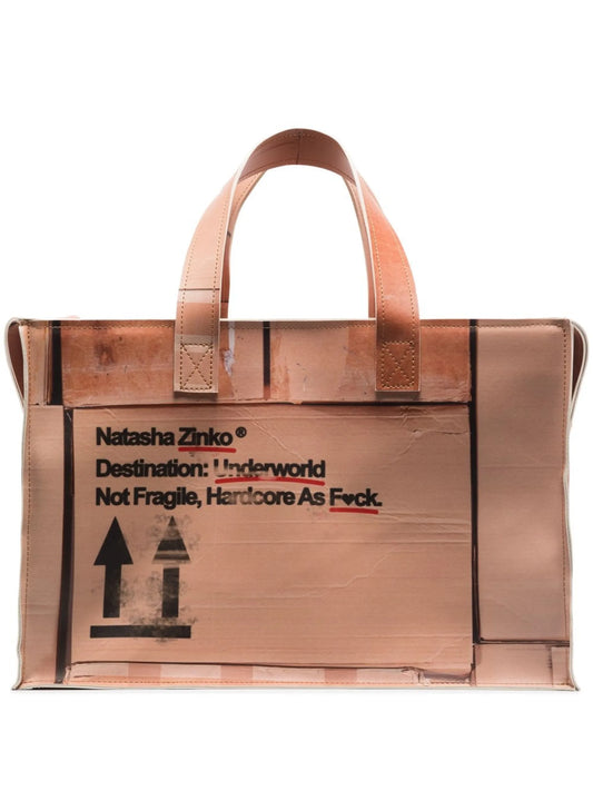 box-print oversize tote bag