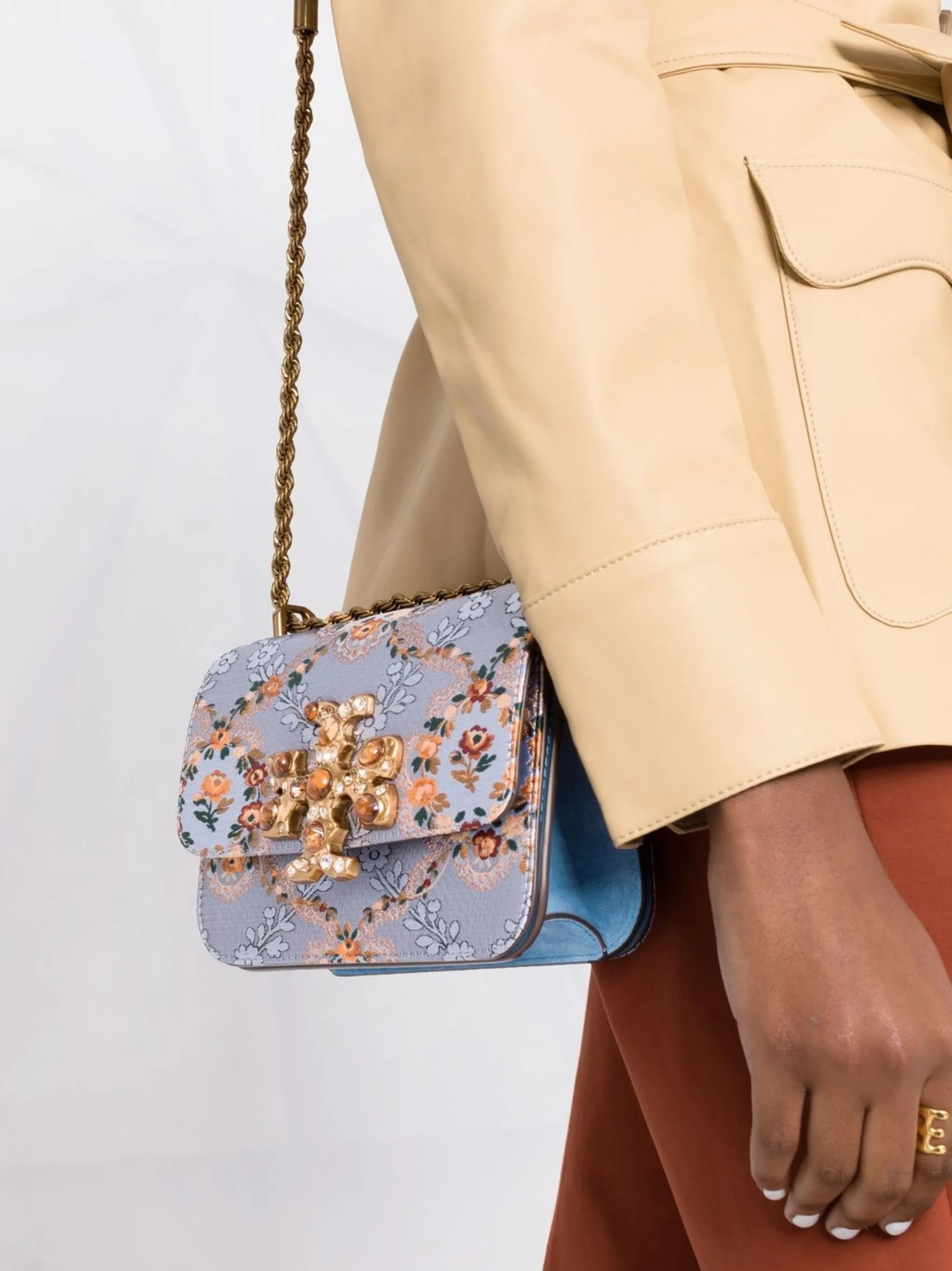 floral-print logo-motif crossbody bag