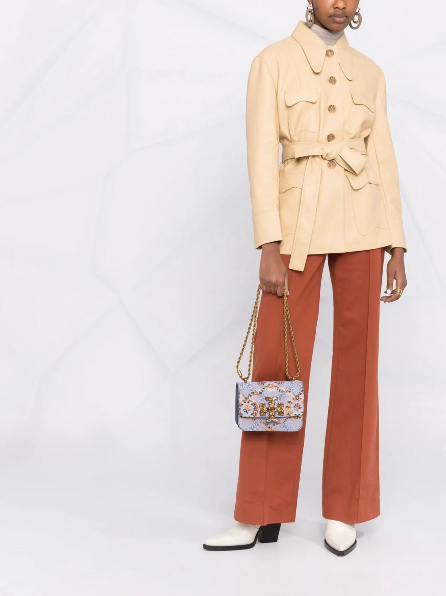 floral-print logo-motif crossbody bag