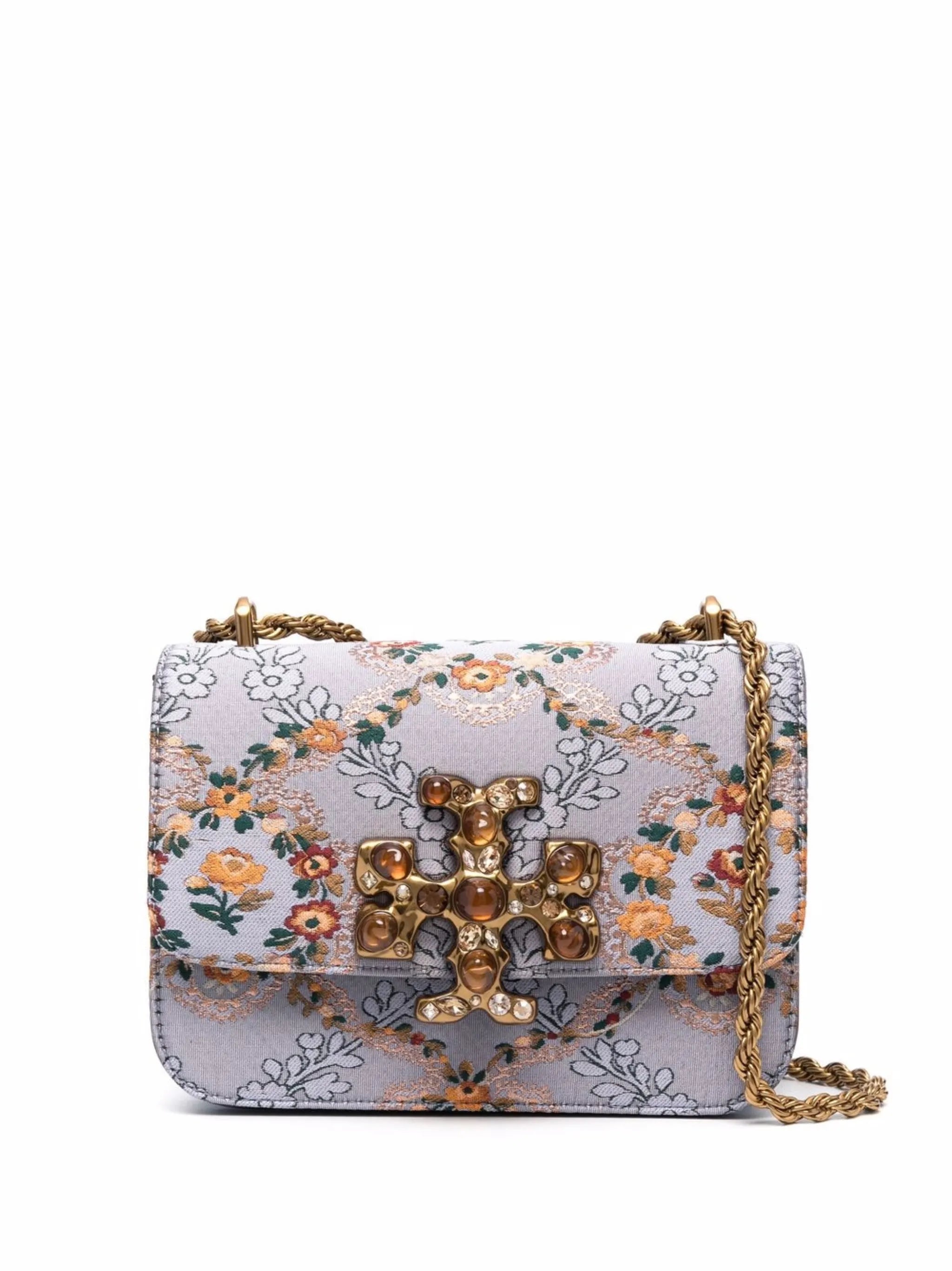 floral-print logo-motif crossbody bag