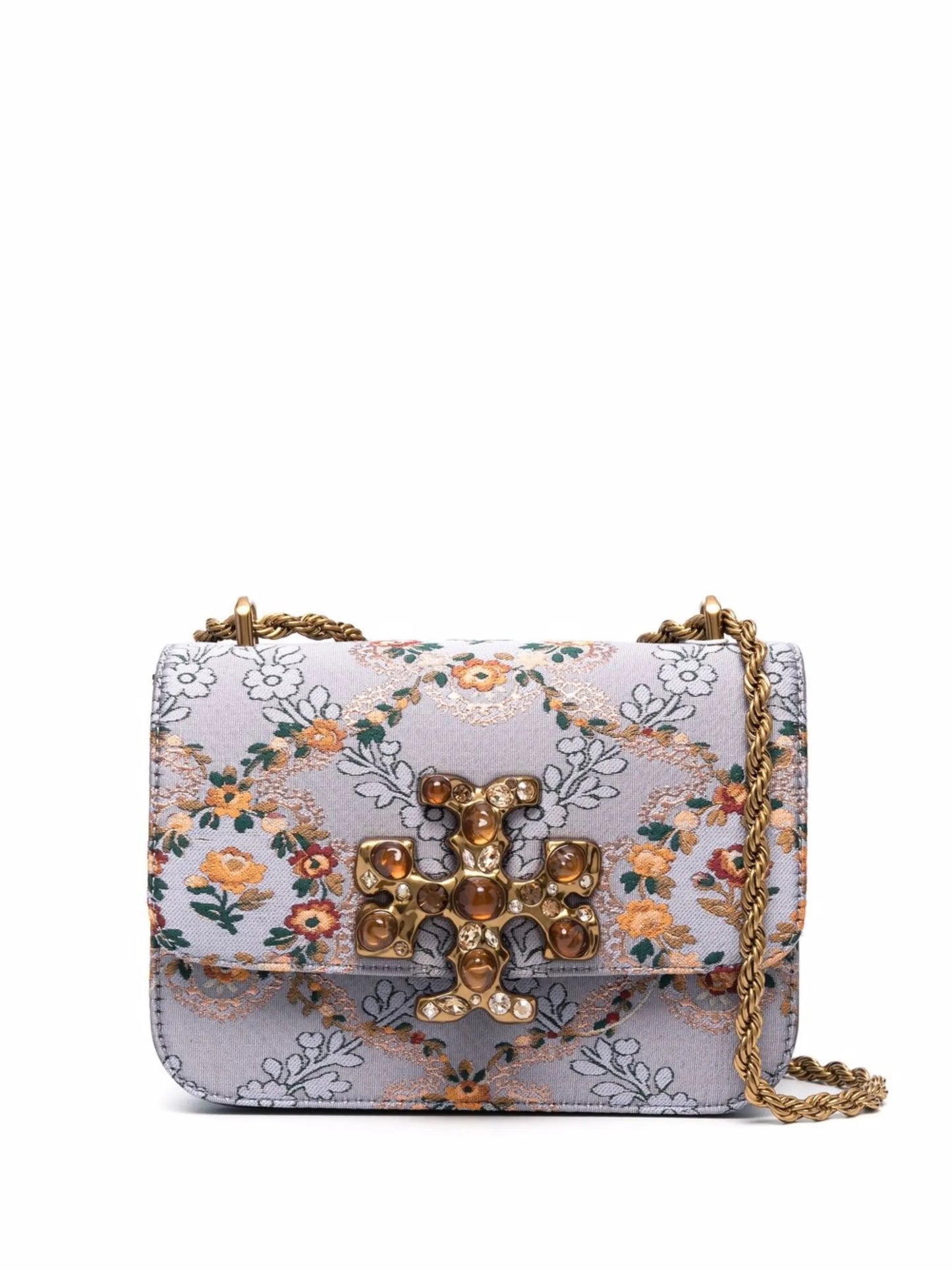 floral-print logo-motif crossbody bag