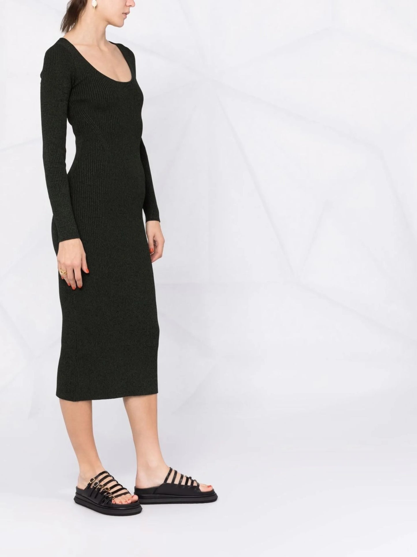 scoop-neck long-sleeve dress