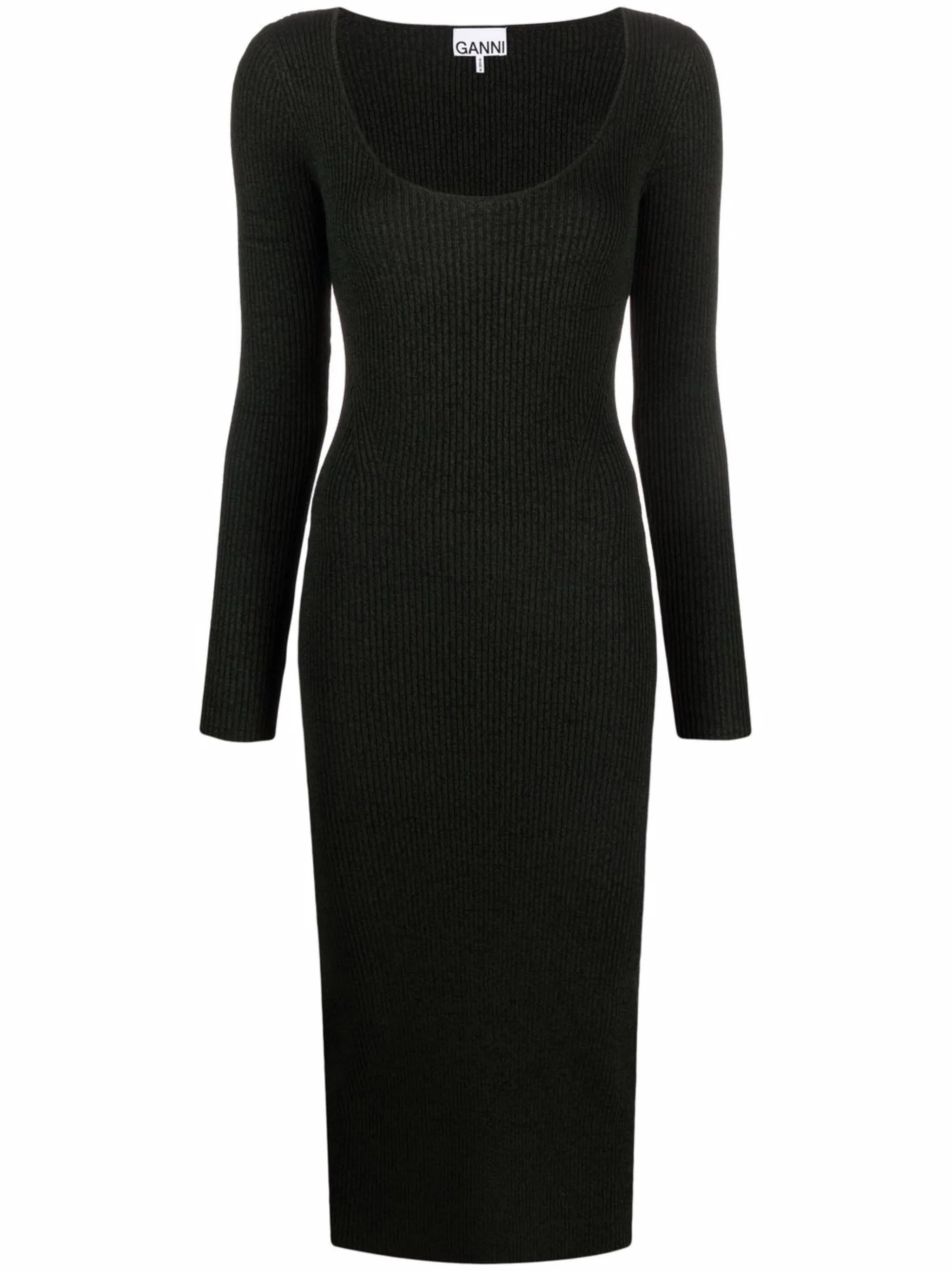 scoop-neck long-sleeve dress
