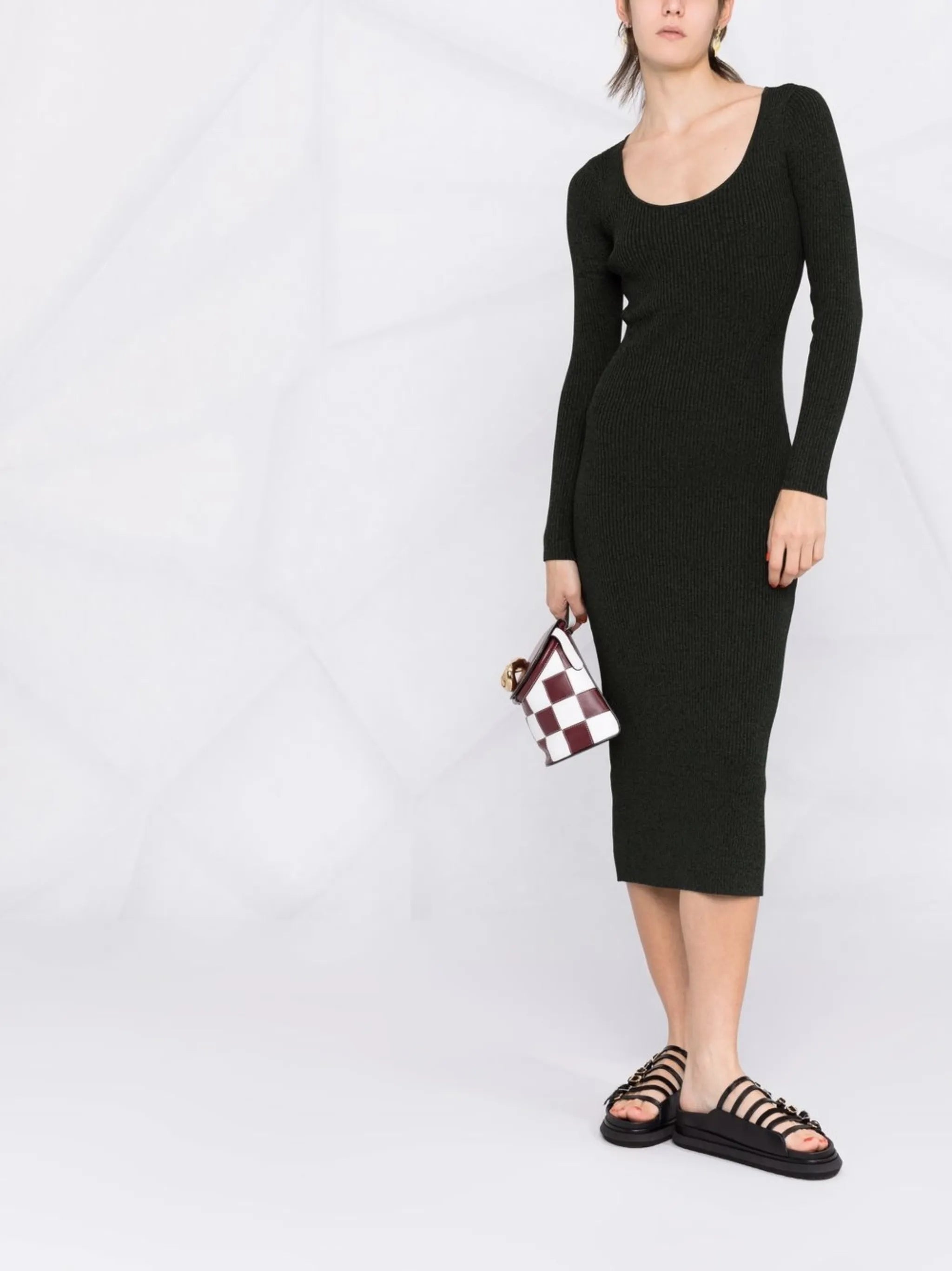 scoop-neck long-sleeve dress