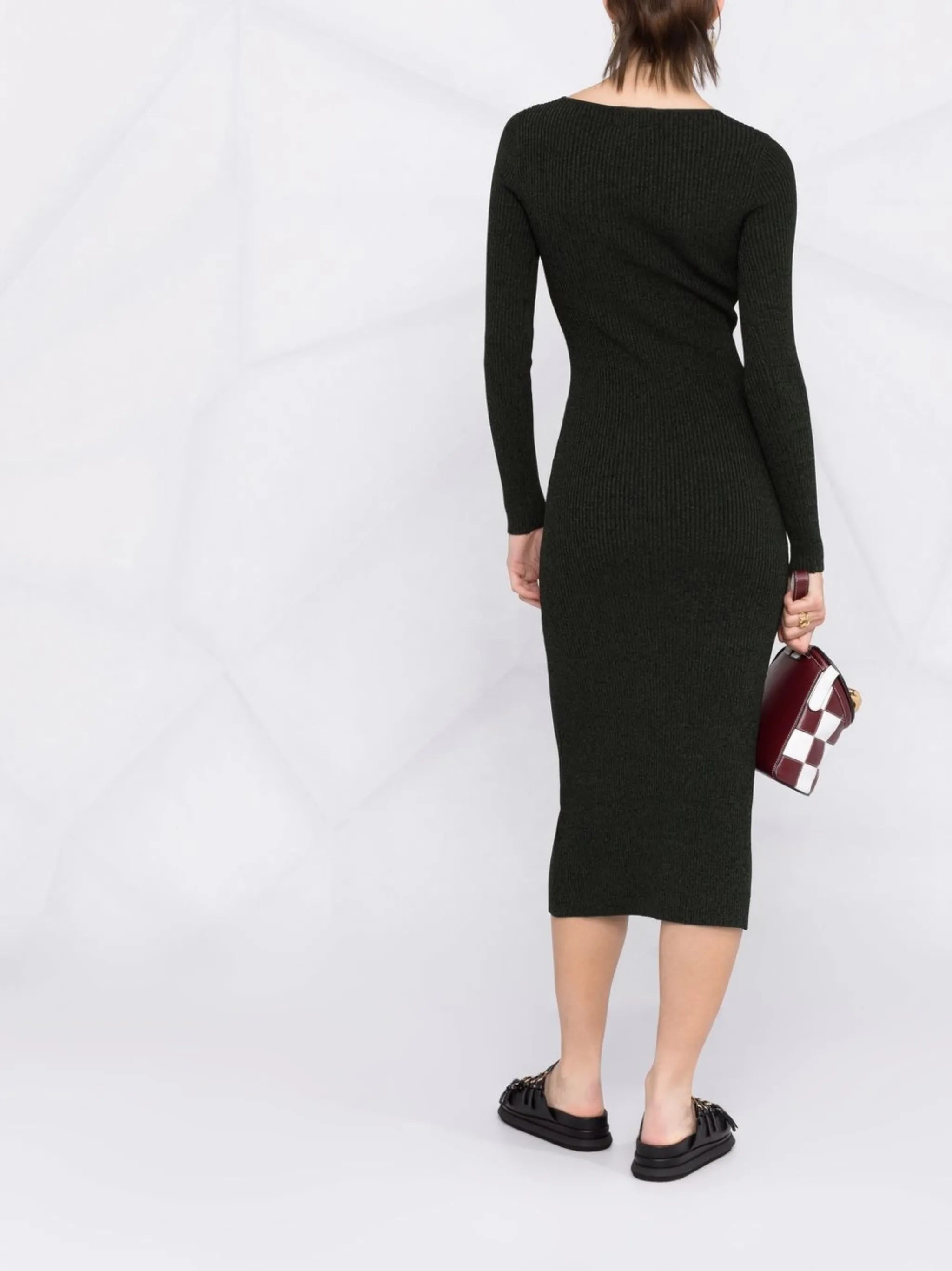 scoop-neck long-sleeve dress