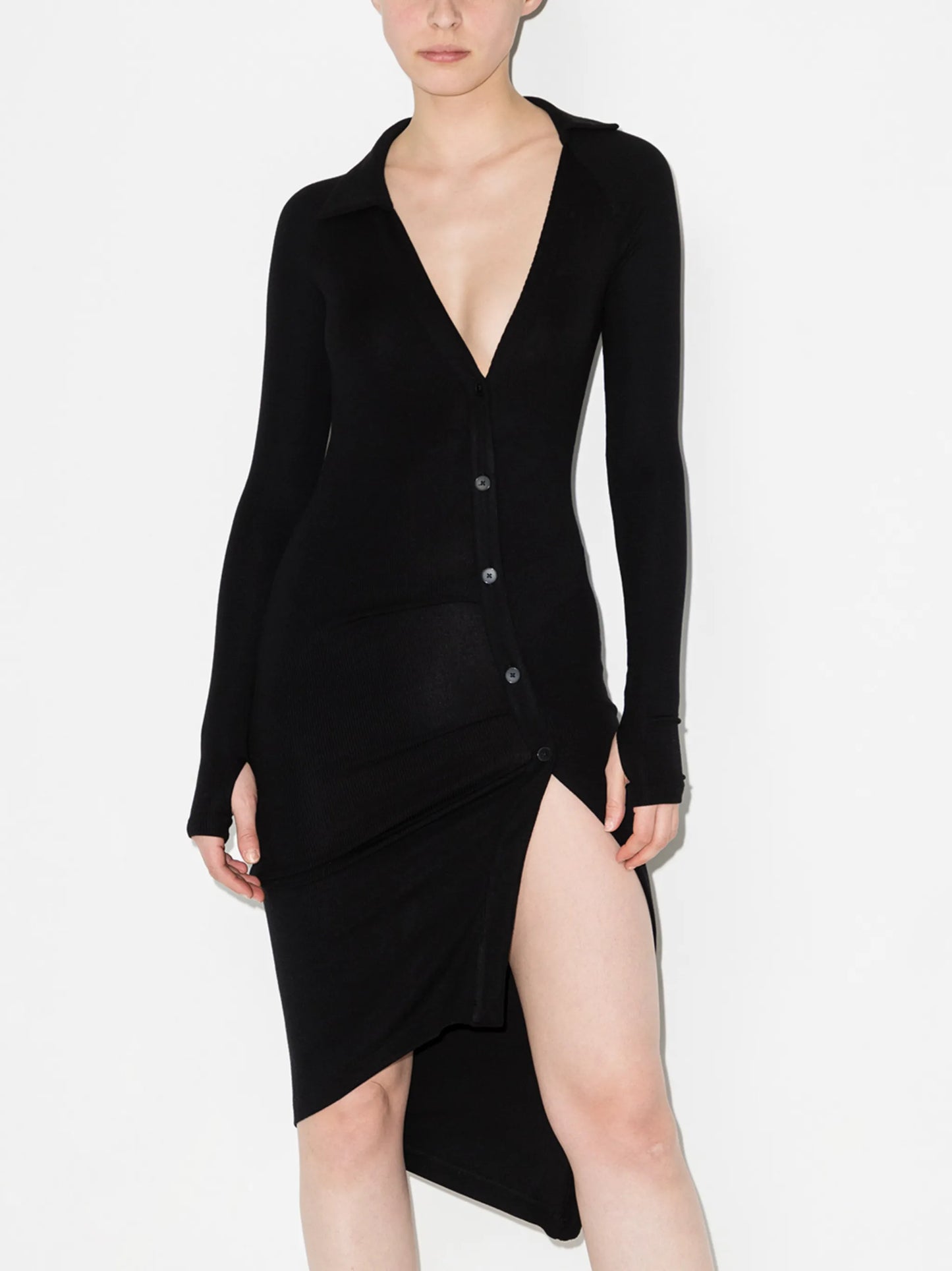 Lanett button-up asymmetric dress