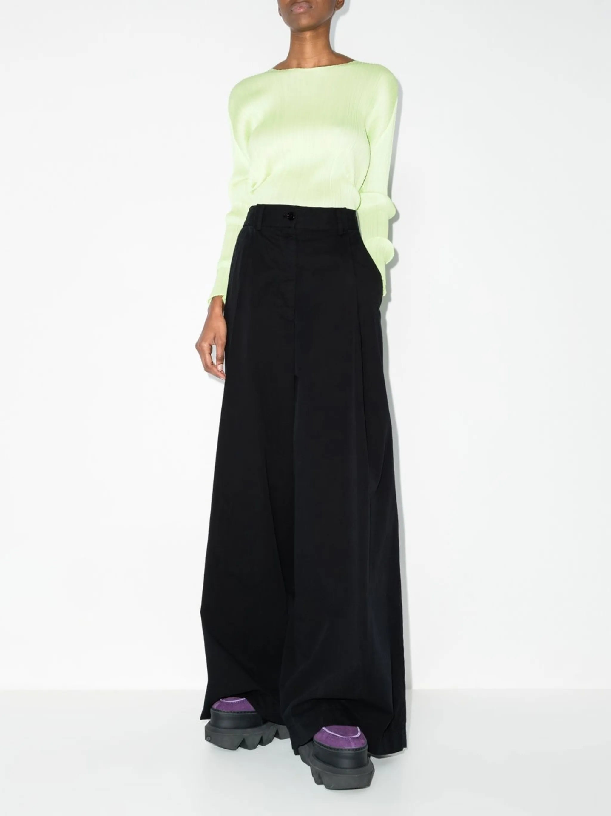 high-waist wide-leg trousers