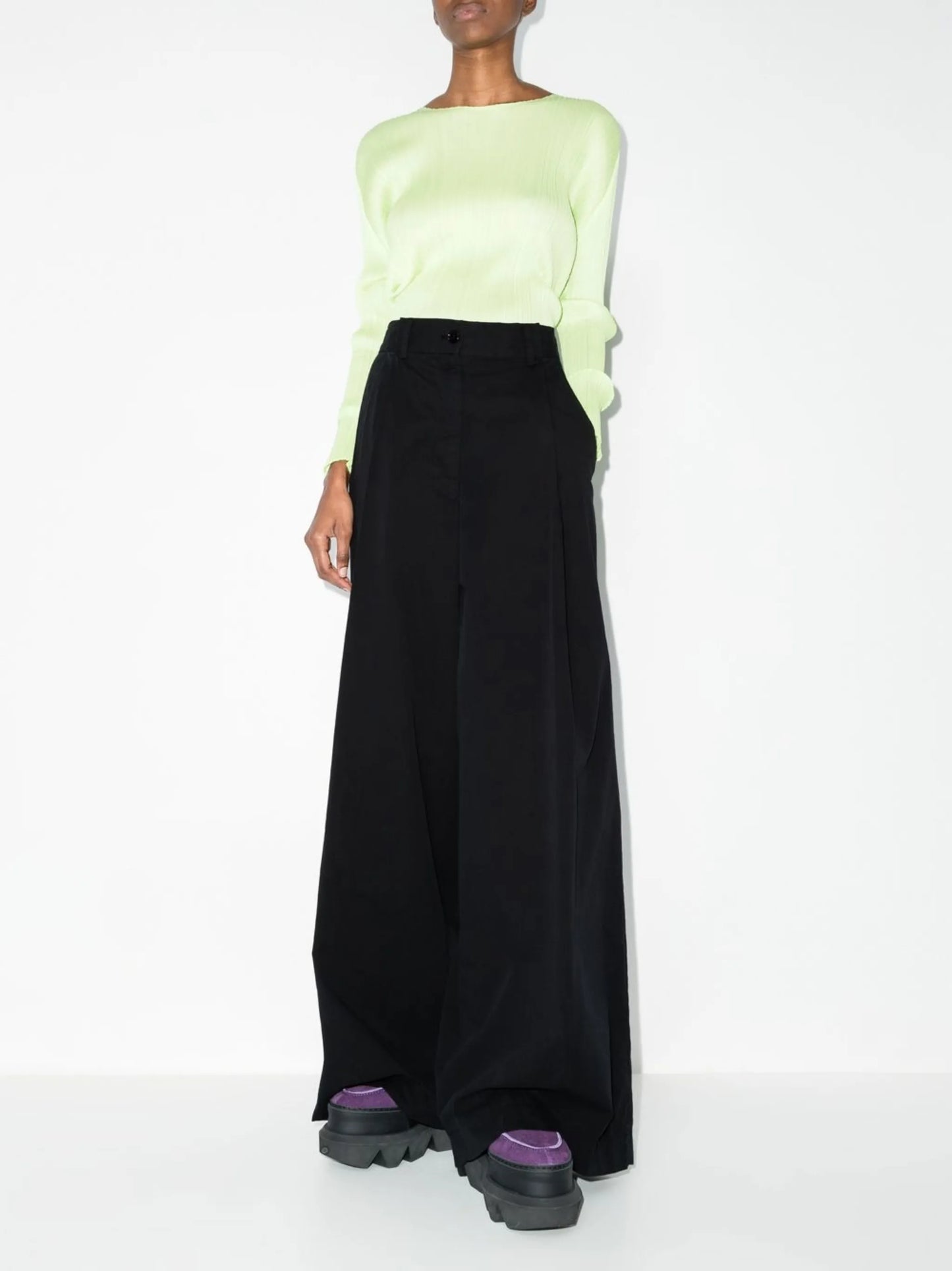 high-waist wide-leg trousers