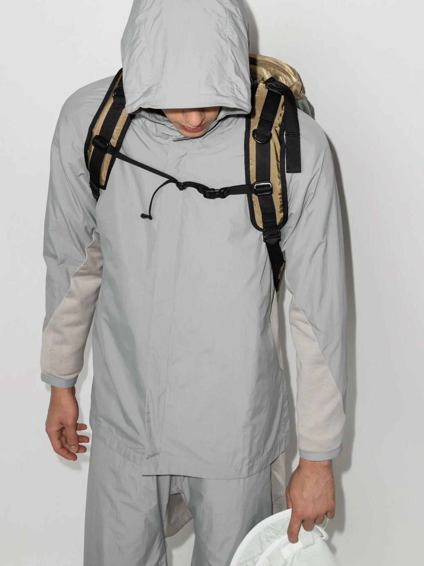 panelled hooded windbreaker