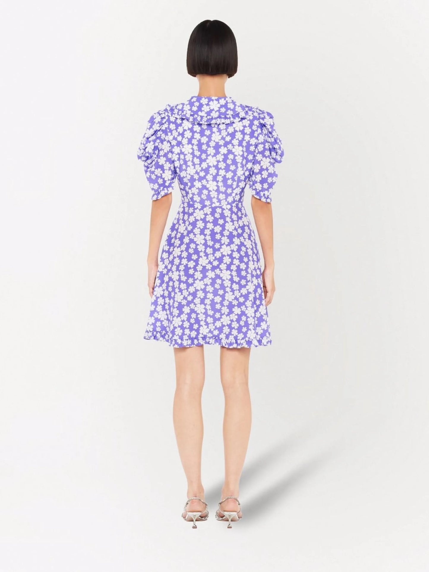 Marocain floral-print dress