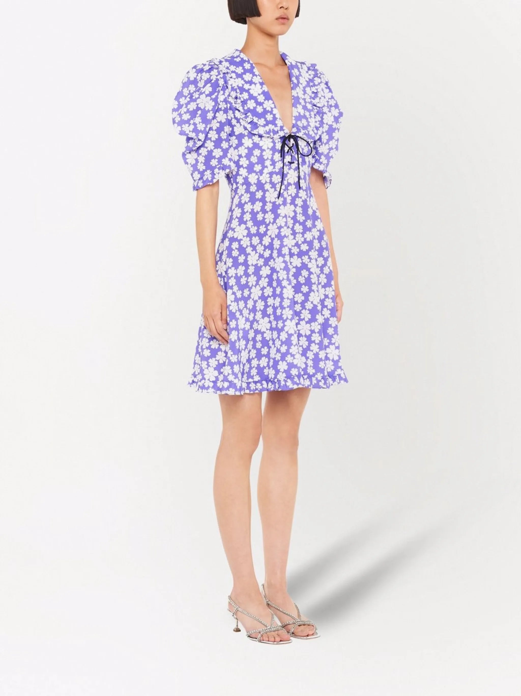 Marocain floral-print dress